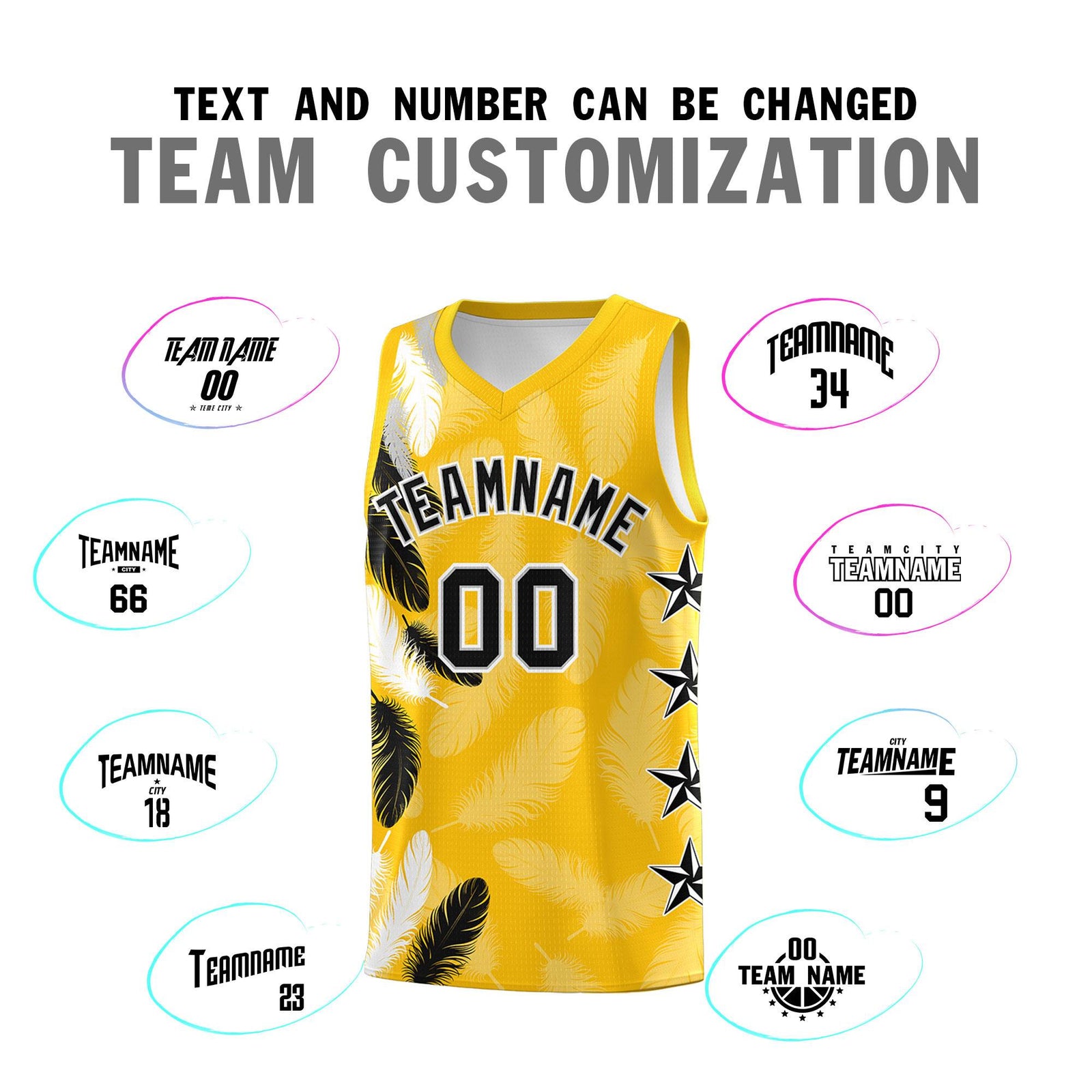 Custom Youth Basketball Jersey Gold Black Feather Series Sports Uniform