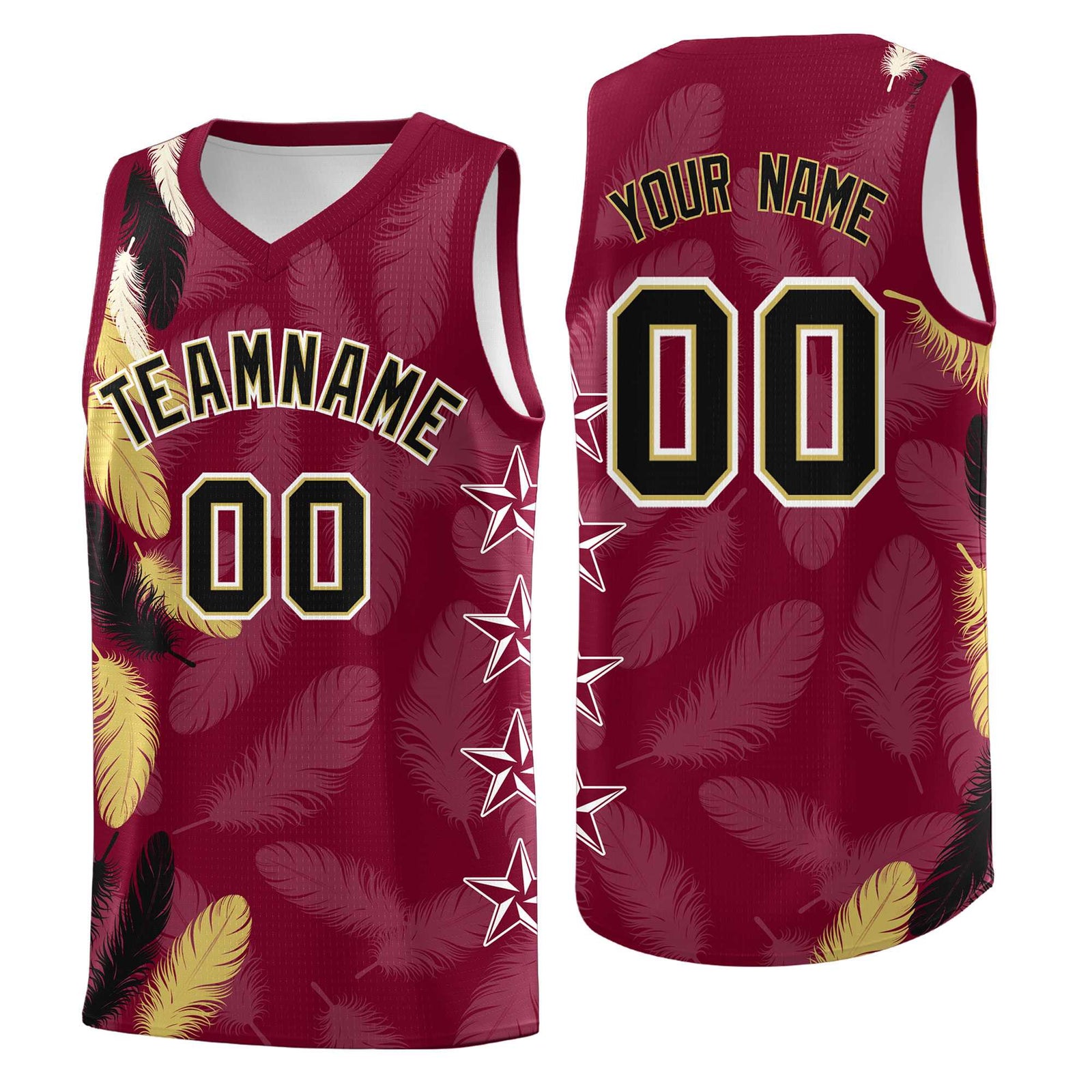 Custom Youth Basketball Jersey Crimson Black Feather Series Sports Uniform