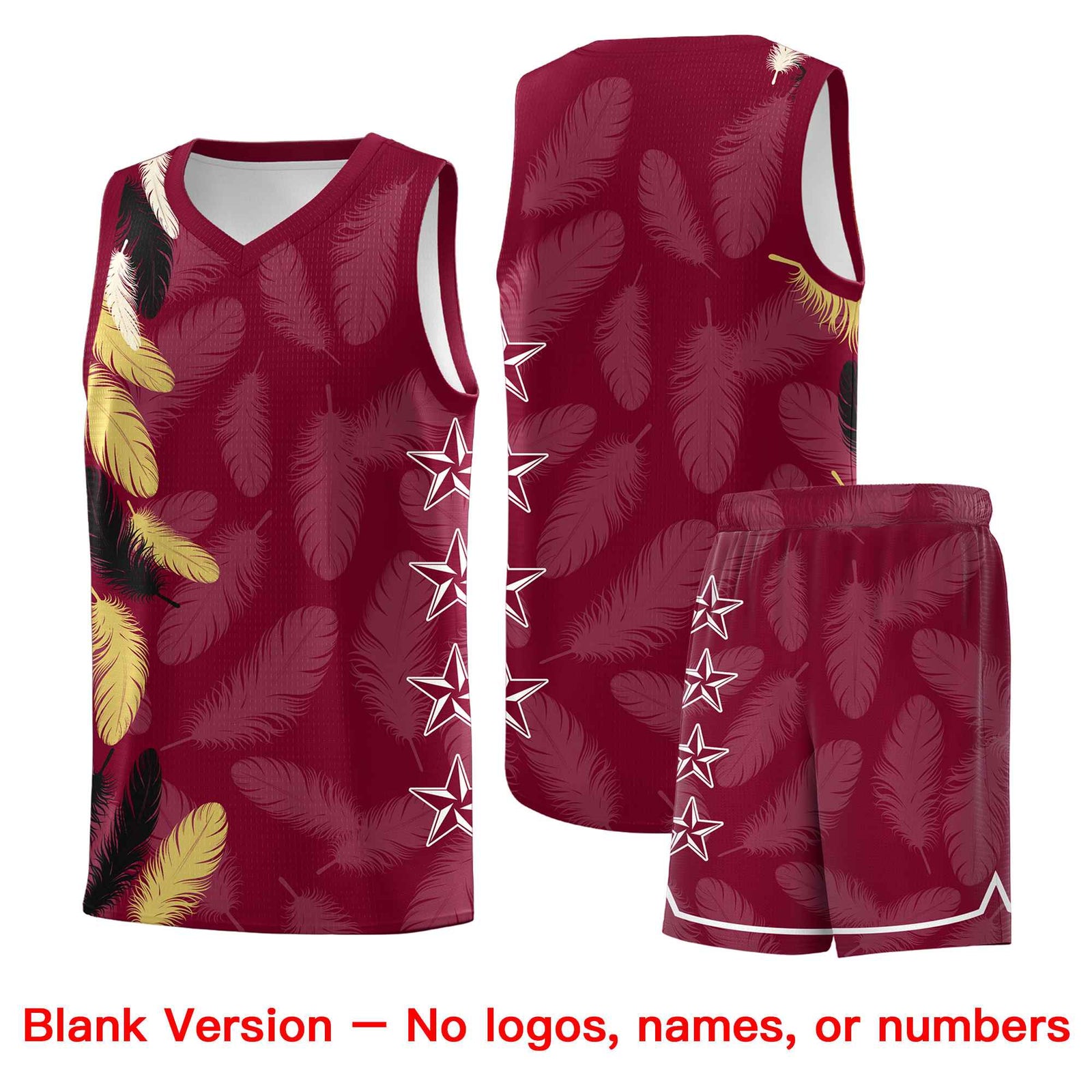 Custom Youth Basketball Jersey Crimson Black Feather Series Sports Uniform