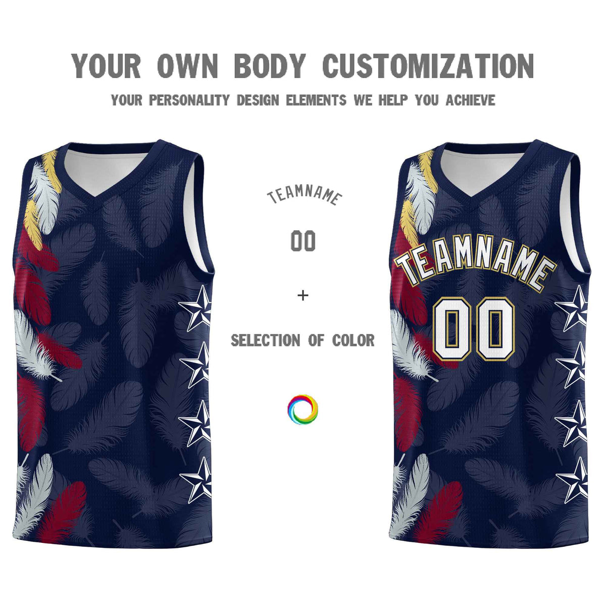 Custom Youth Basketball Jersey Navy White Feather Series Sports Uniform