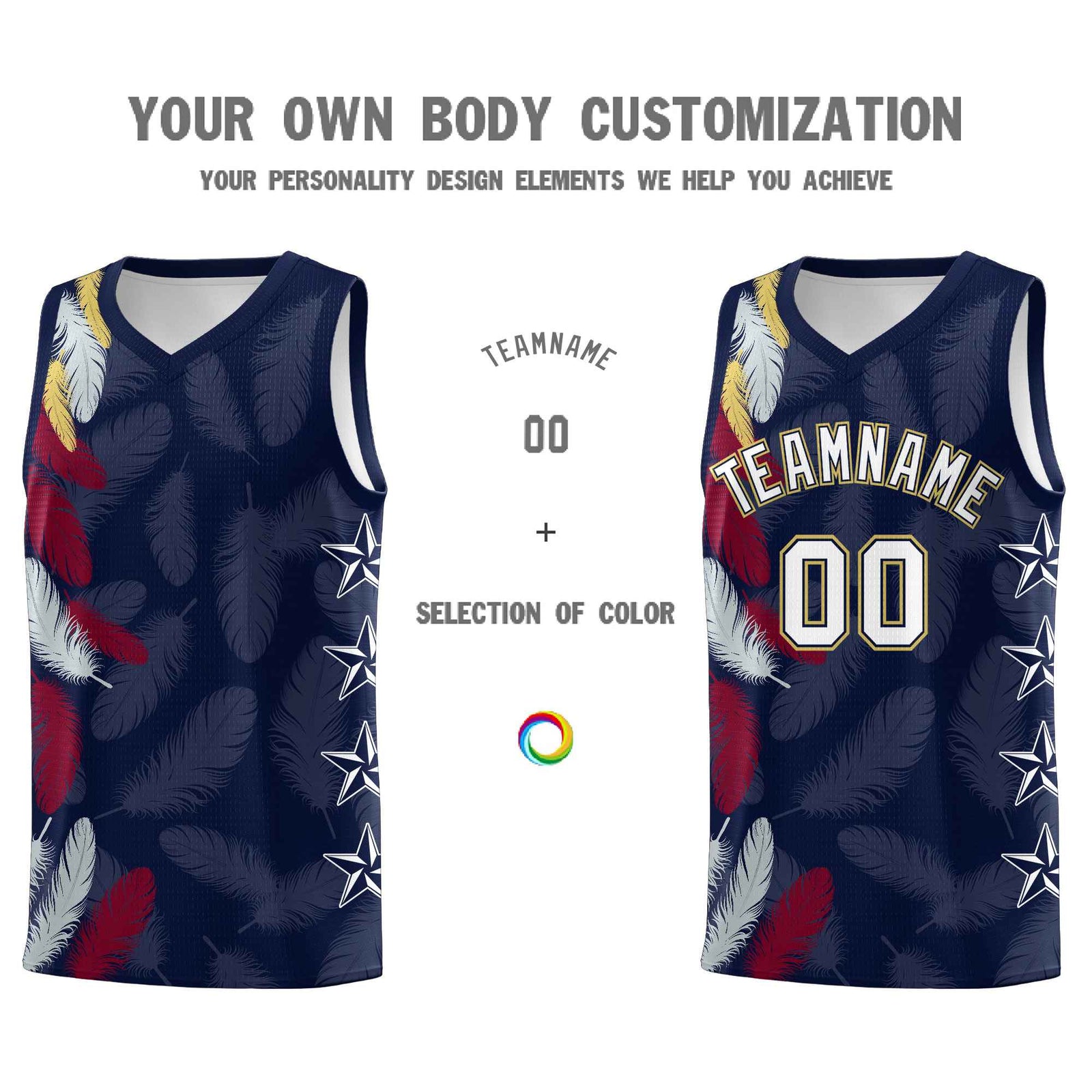 Custom Youth Basketball Jersey Navy White Feather Series Sports Uniform