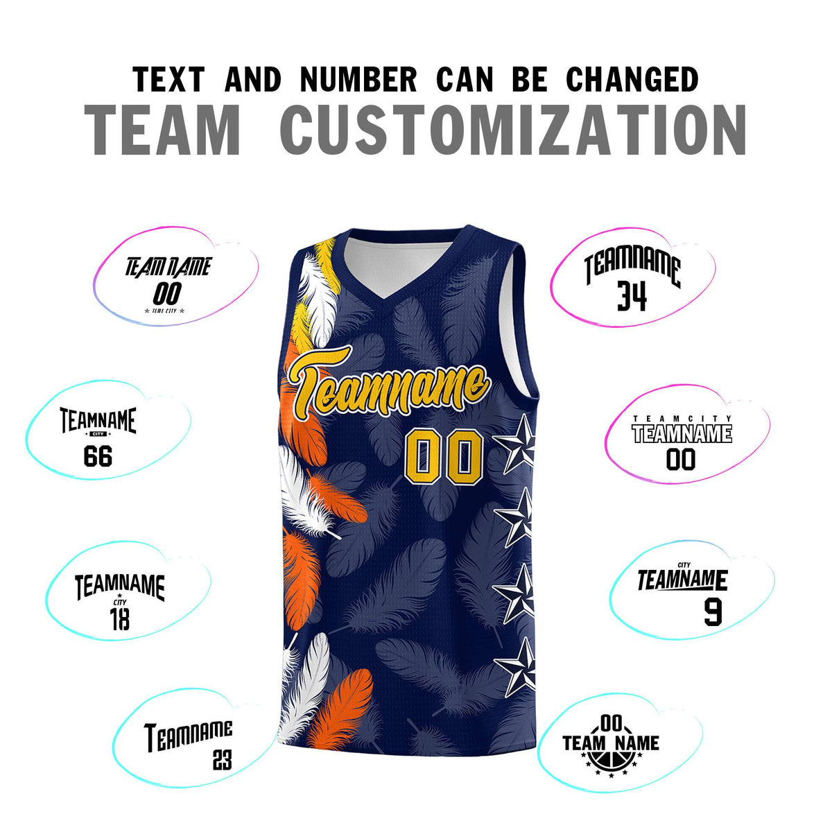 Custom Youth Basketball Jersey Navy Gold Feather Series Sports Uniform