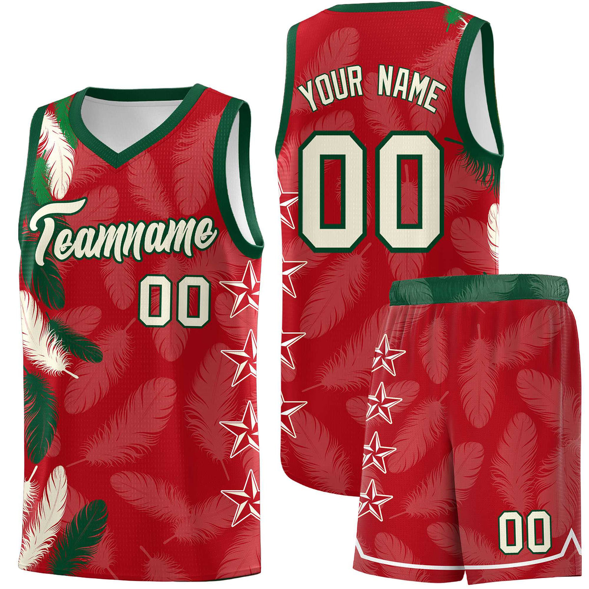 Custom Youth Basketball Jersey Red Cream Feather Series Sports Uniform