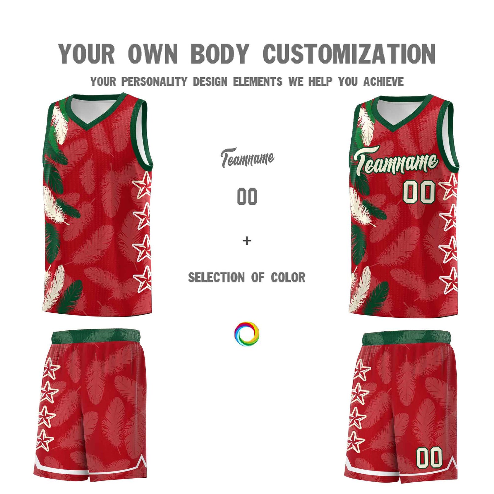 Custom Youth Basketball Jersey Red Cream Feather Series Sports Uniform