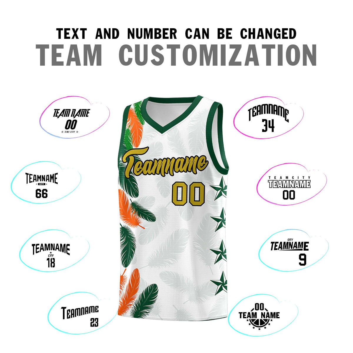 Custom Youth Basketball Jersey White Old Gold Feather Series Sports Uniform