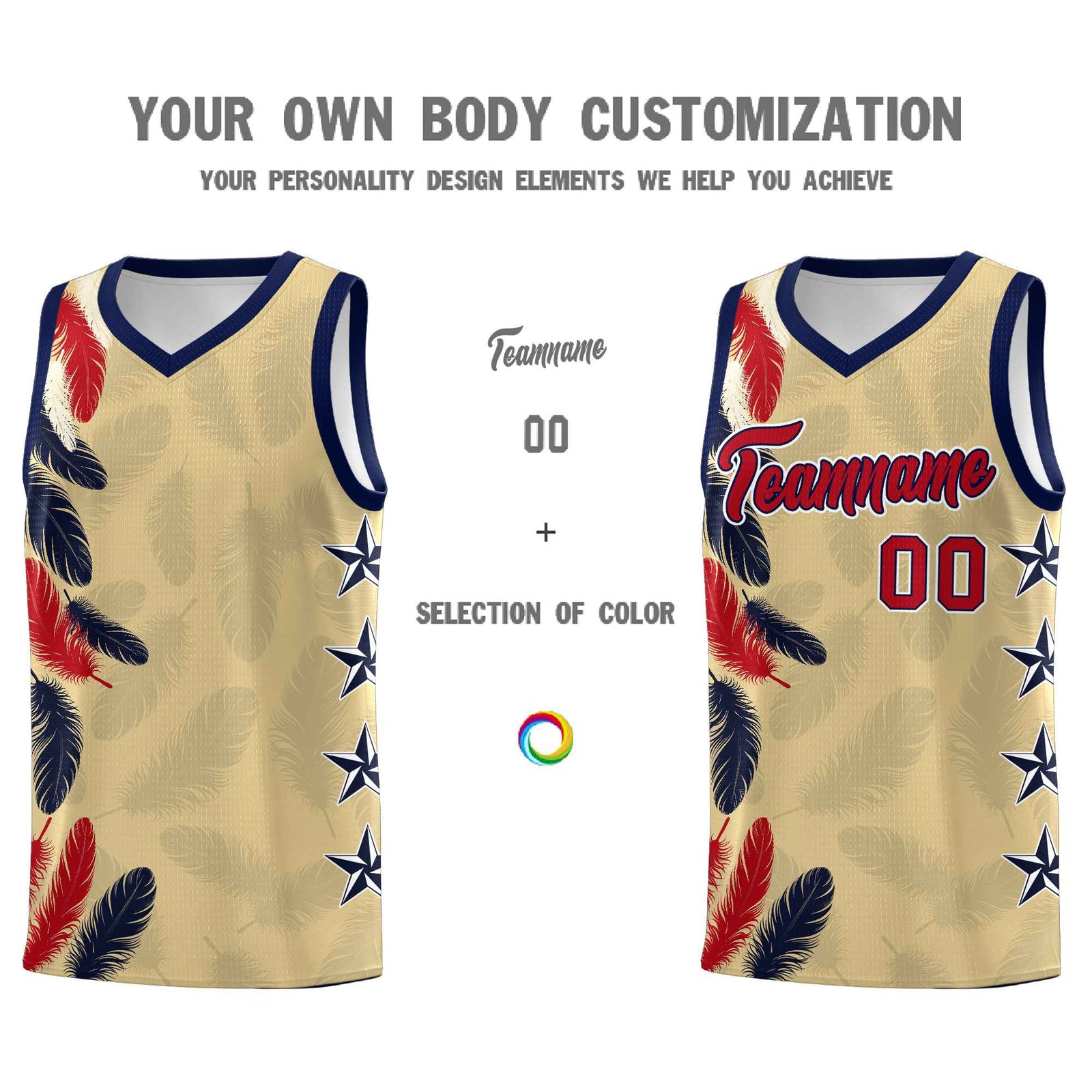 Custom Youth Basketball Jersey Khaki Red Feather Series Sports Uniform
