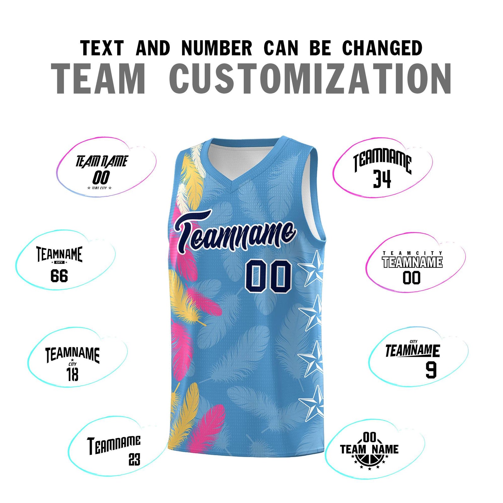 Custom Youth Basketball Jersey Light Blue Navy Feather Series Sports Uniform