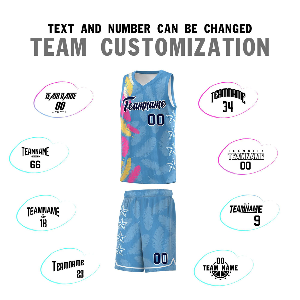 Custom Youth Basketball Jersey Light Blue Navy Feather Series Sports Uniform