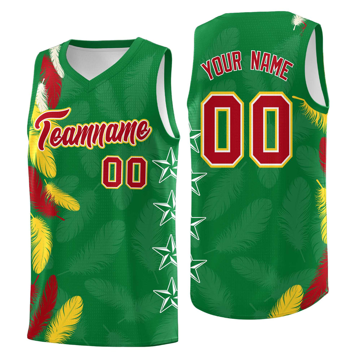 Custom Youth Basketball Jersey Kelly Green Red Feather Series Sports Uniform