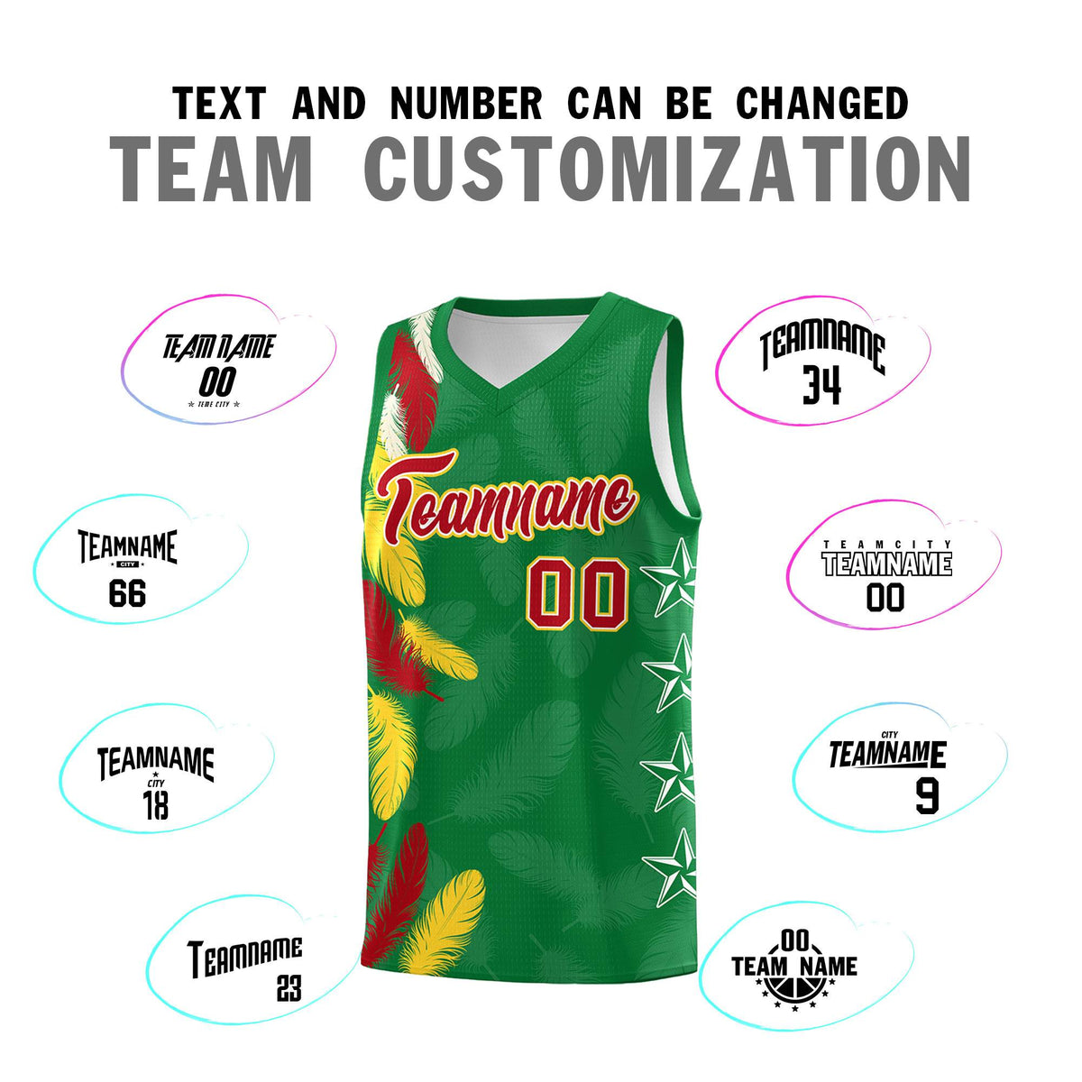 Custom Youth Basketball Jersey Kelly Green Red Feather Series Sports Uniform