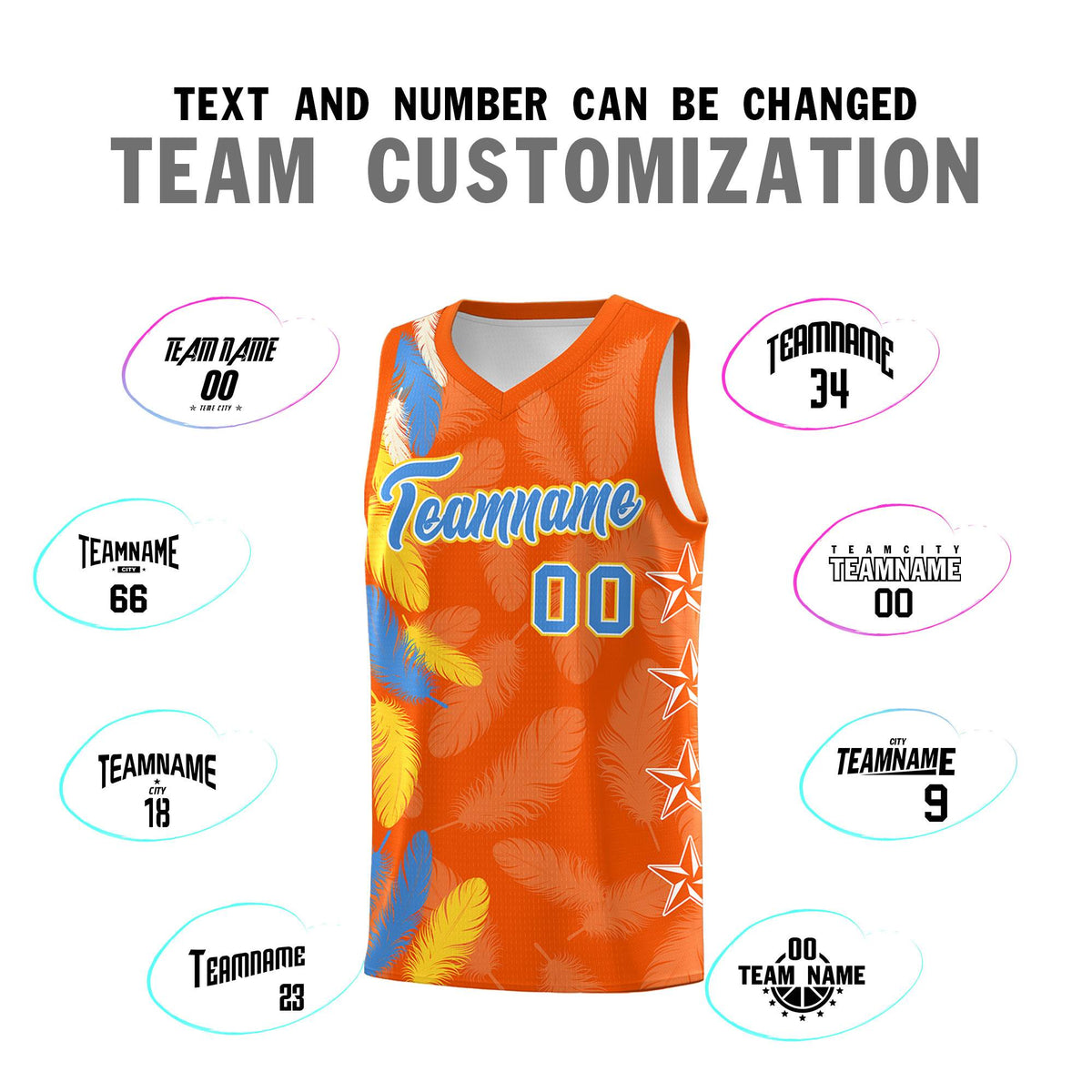 Custom Youth Basketball Jersey Orange Powder Blue Feather Series Sports Uniform