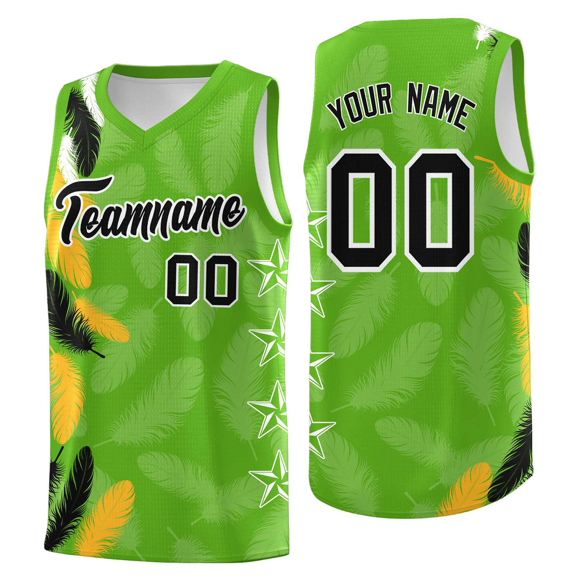 Custom Youth Basketball Jersey Neon Green Black Feather Series Sports Uniform