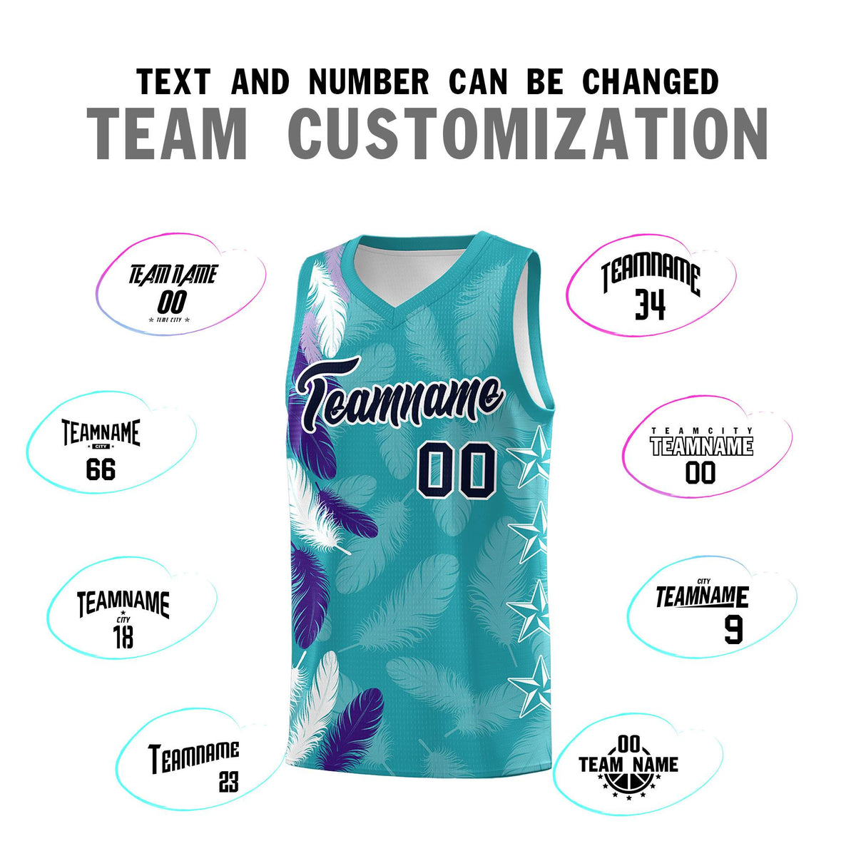 Custom Youth Basketball Jersey Aqua Navy Feather Series Sports Uniform