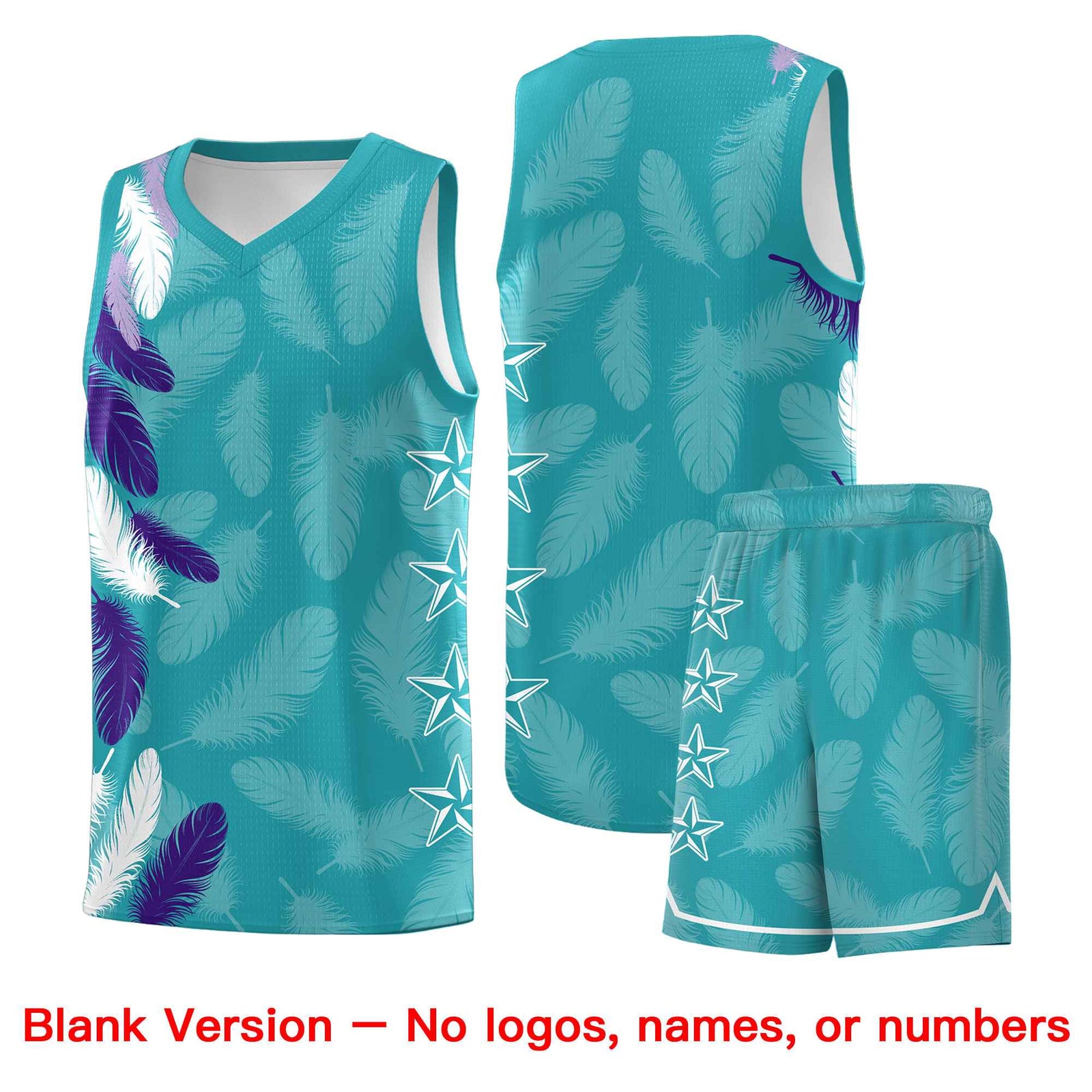 Custom Youth Basketball Jersey Aqua Navy Feather Series Sports Uniform