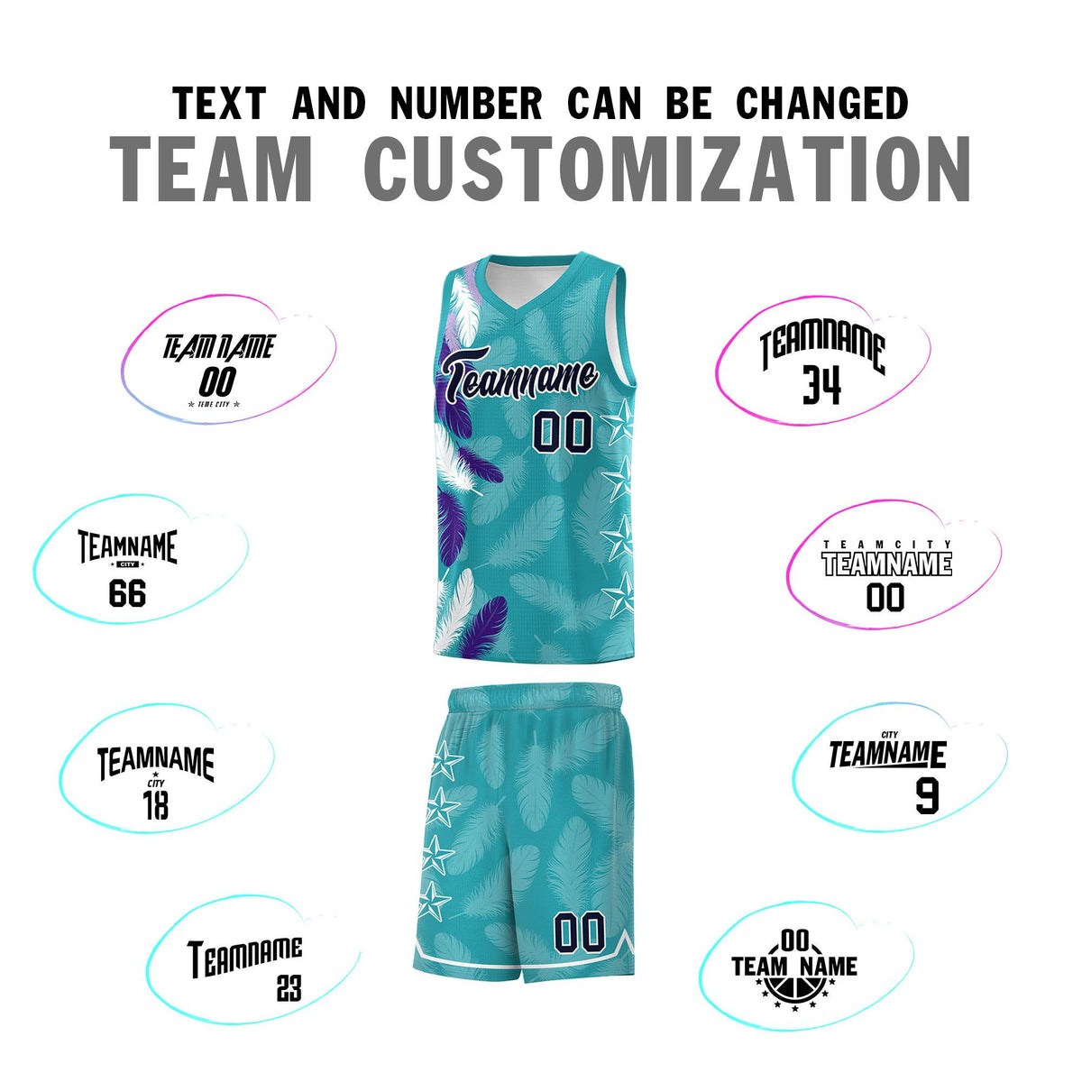 Custom Youth Basketball Jersey Aqua Navy Feather Series Sports Uniform