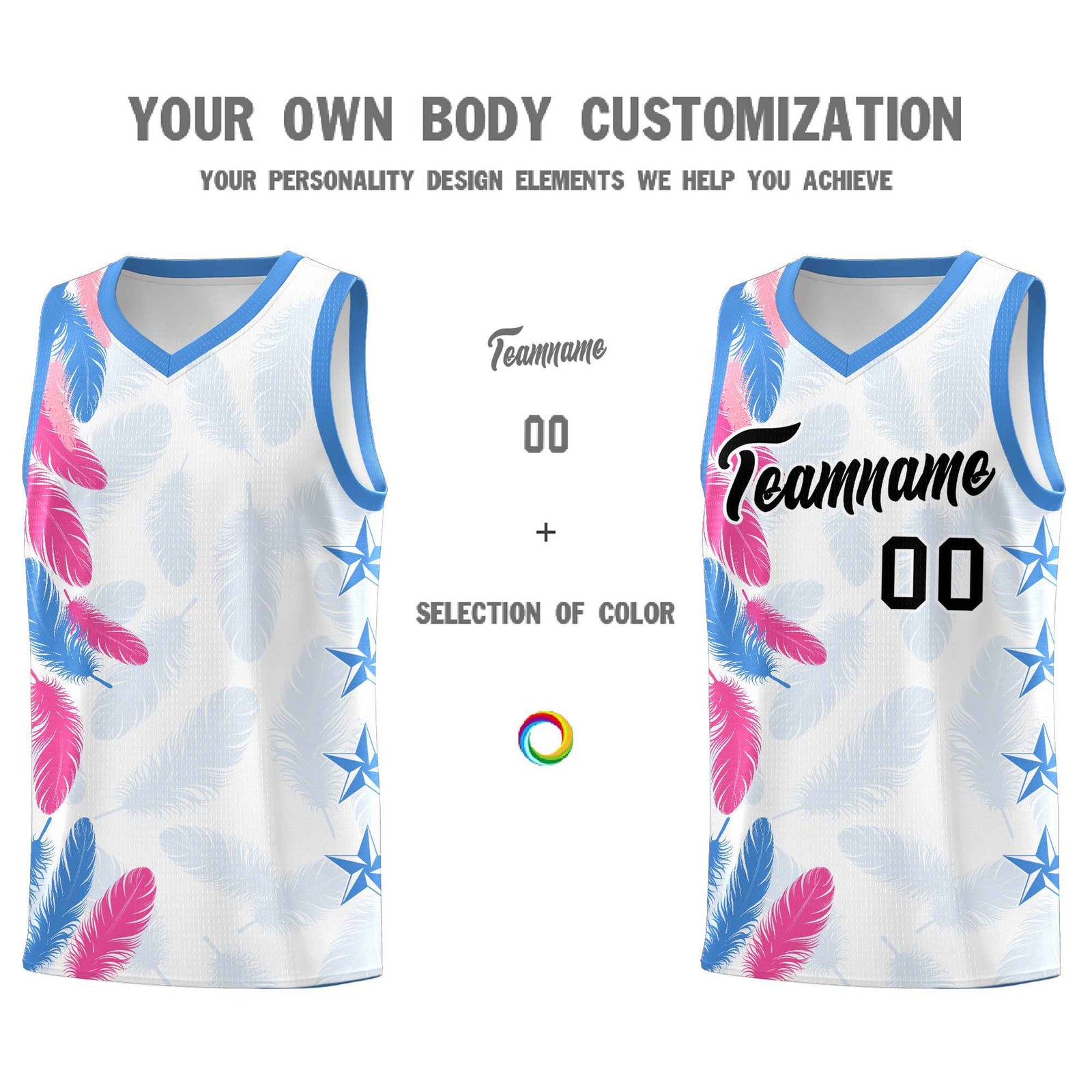 Custom Youth Basketball Jersey White Black Feather Series Sports Uniform