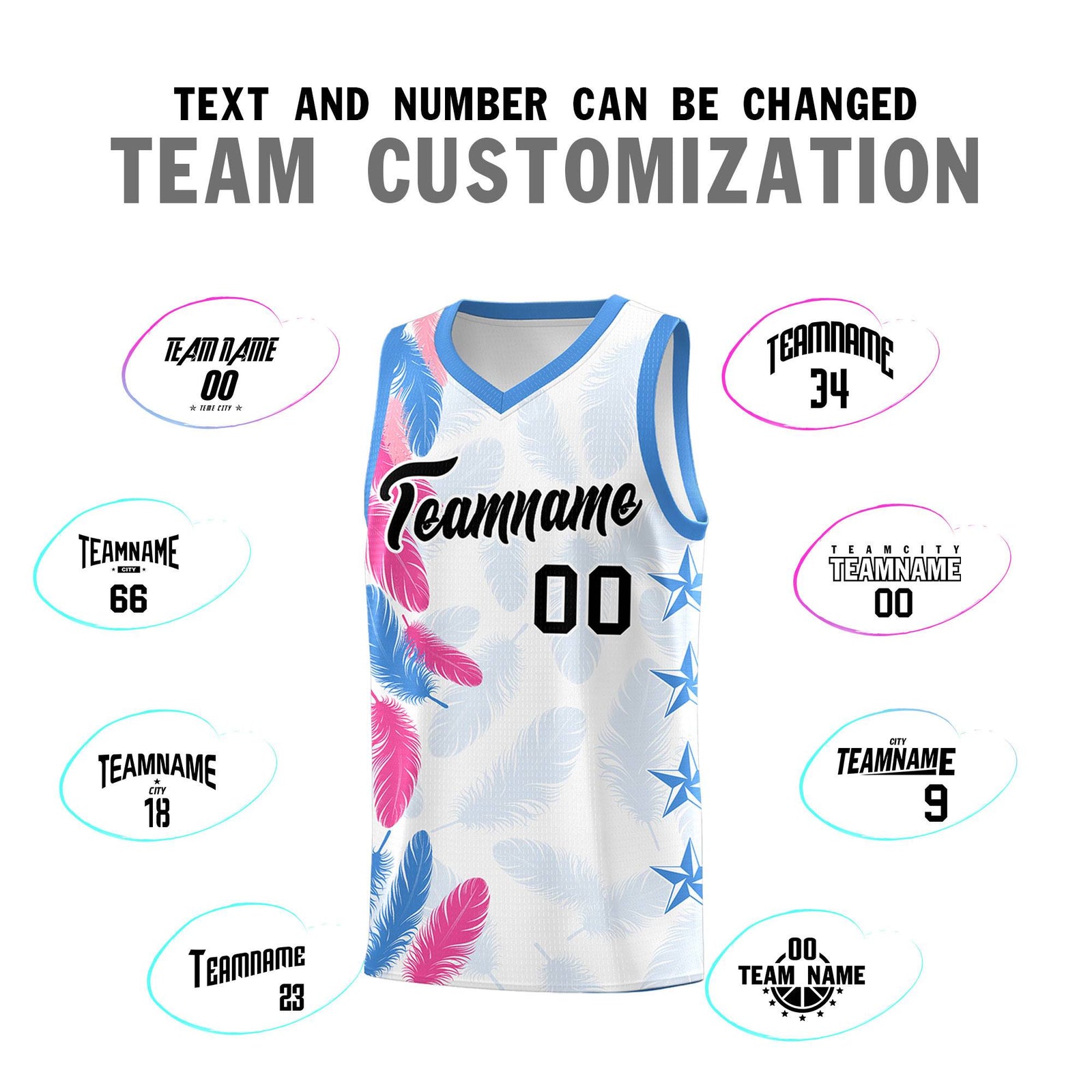 Custom Youth Basketball Jersey White Black Feather Series Sports Uniform