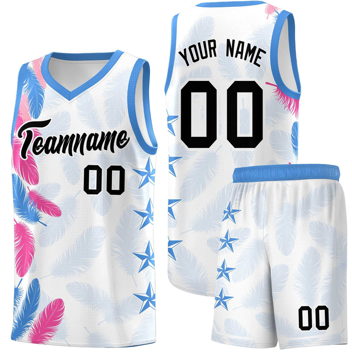 Custom Youth Basketball Jersey White Black Feather Series Sports Uniform