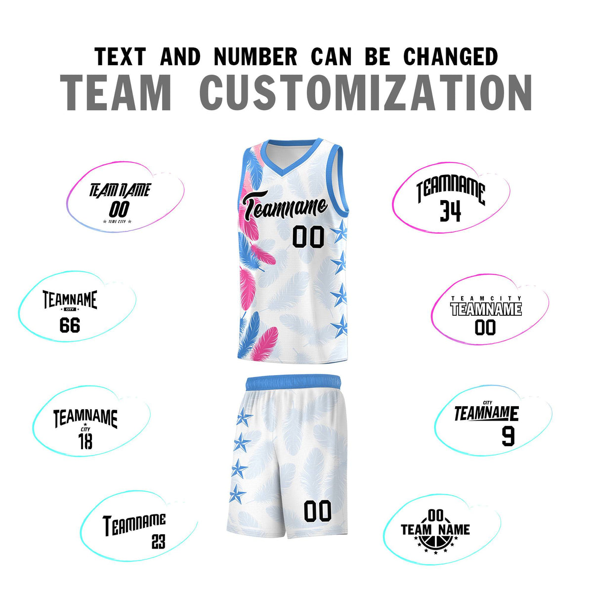 Custom Youth Basketball Jersey White Black Feather Series Sports Uniform