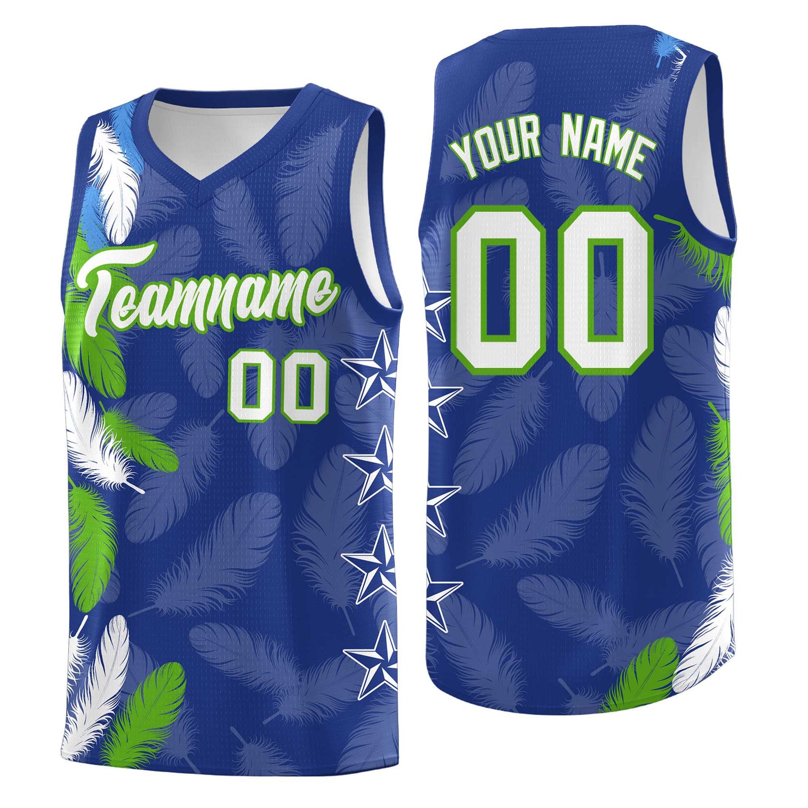 Custom Youth Basketball Jersey Royal White Feather Series Sports Uniform