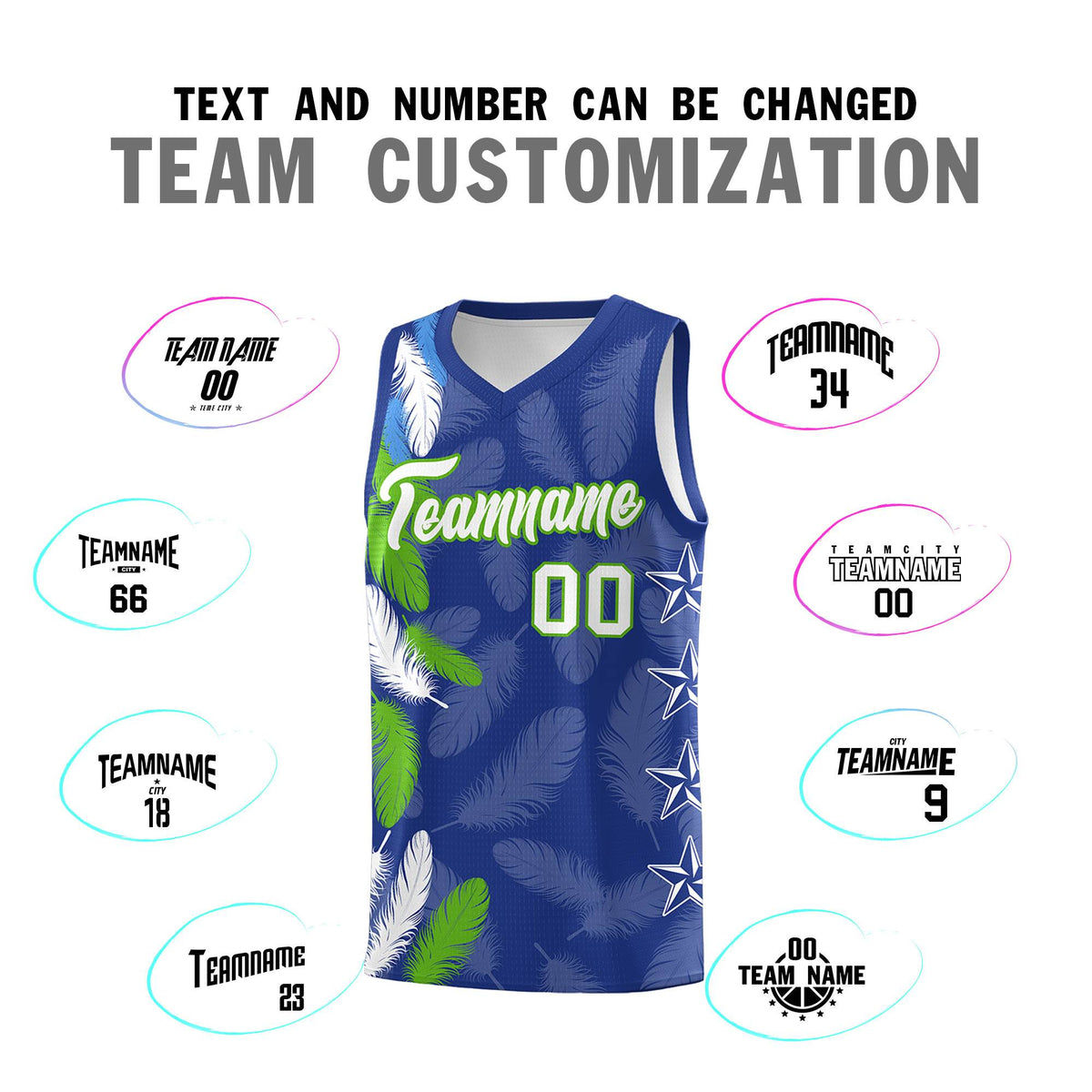 Custom Youth Basketball Jersey Royal White Feather Series Sports Uniform