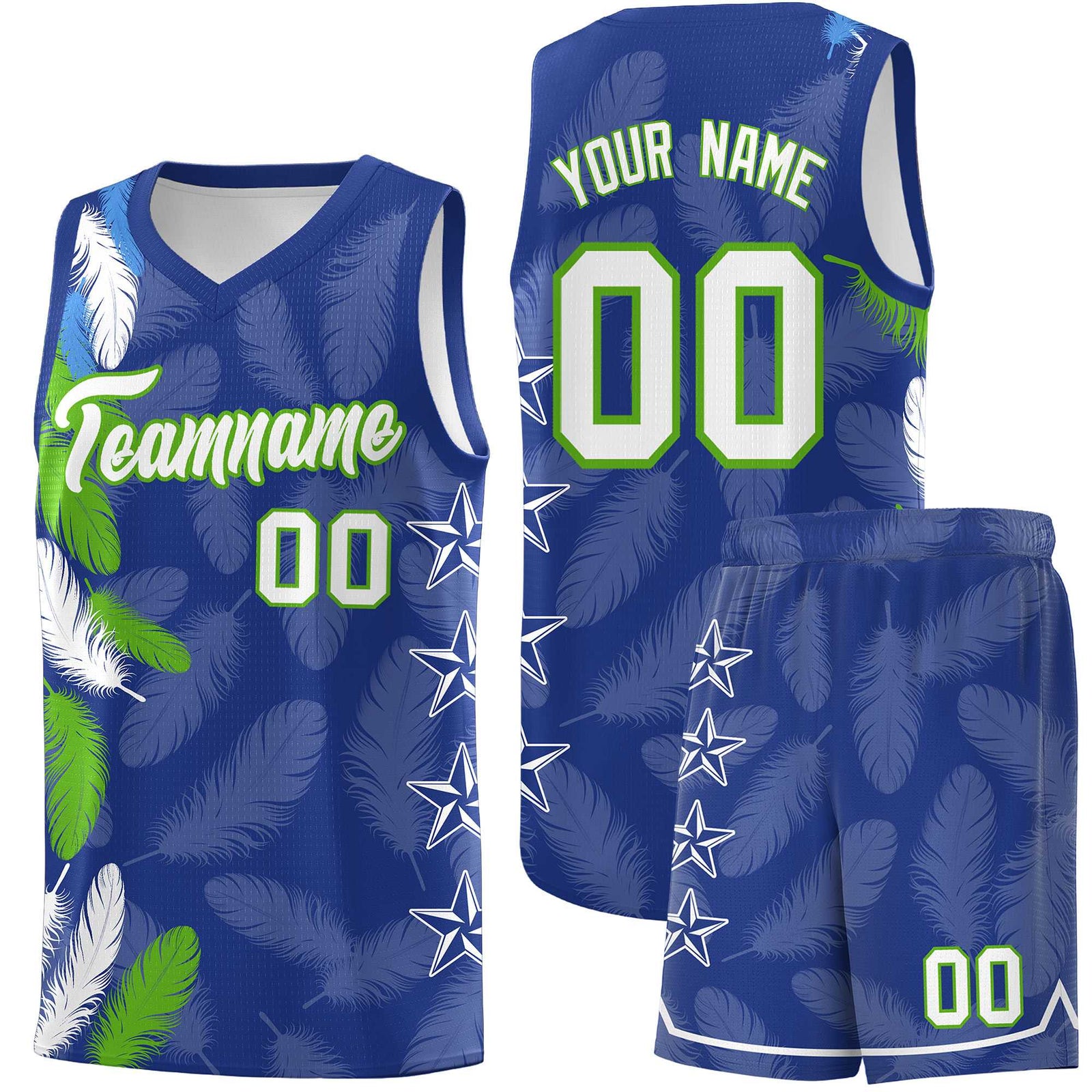 Custom Youth Basketball Jersey Royal White Feather Series Sports Uniform