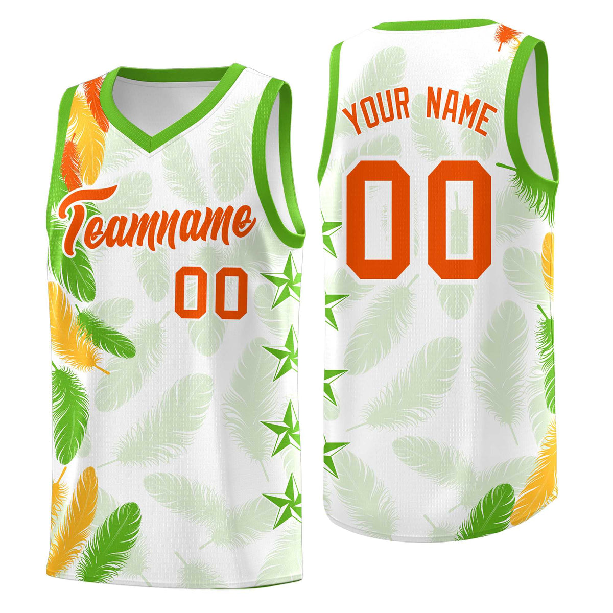 Custom Youth Basketball Jersey White Orange Feather Series Sports Uniform