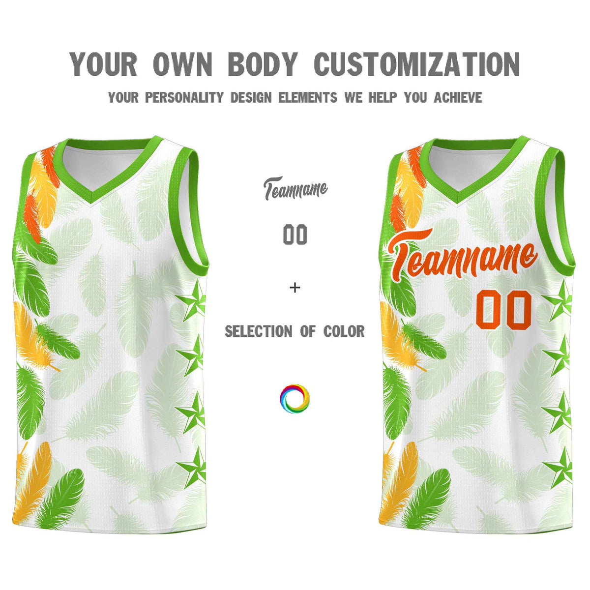 Custom Youth Basketball Jersey White Orange Feather Series Sports Uniform