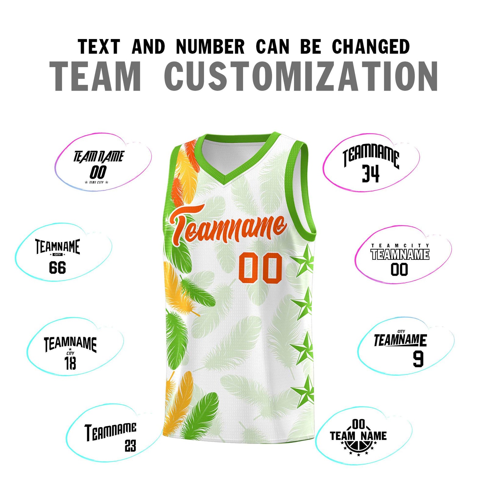 Custom Youth Basketball Jersey White Orange Feather Series Sports Uniform