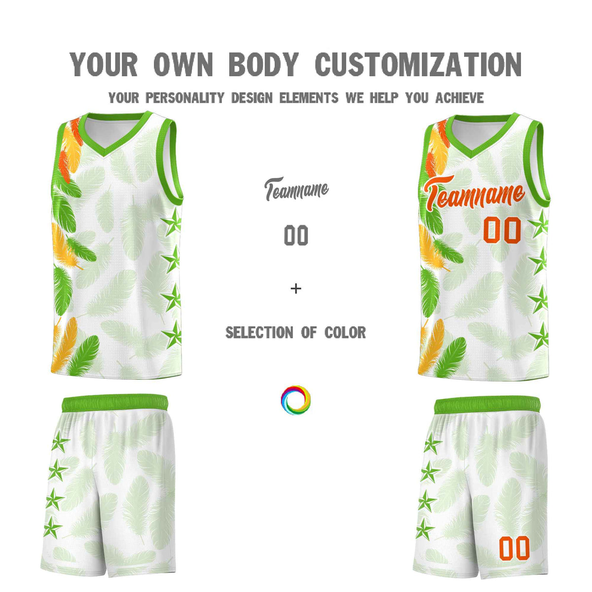Custom Youth Basketball Jersey White Orange Feather Series Sports Uniform