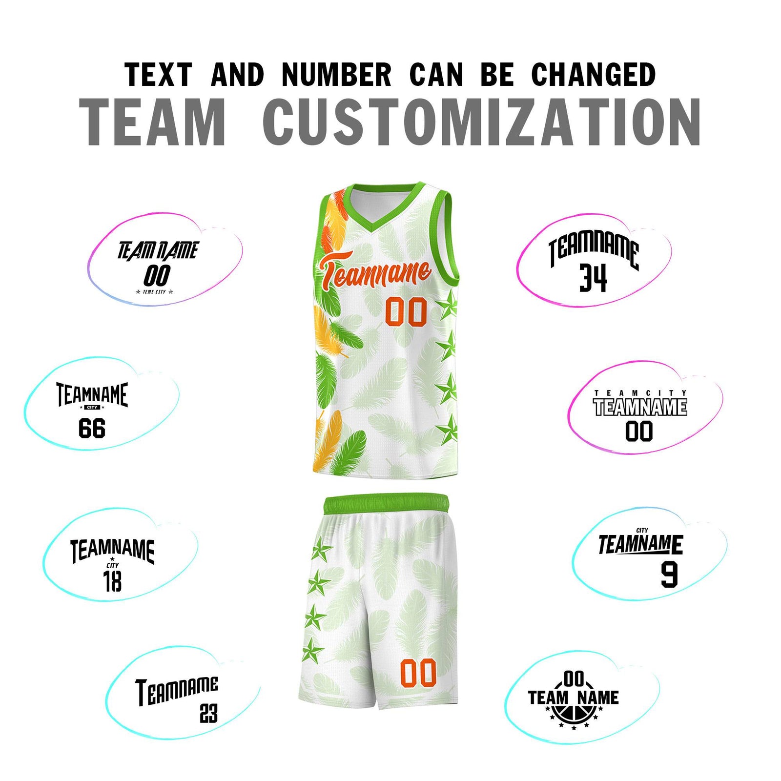 Custom Youth Basketball Jersey White Orange Feather Series Sports Uniform