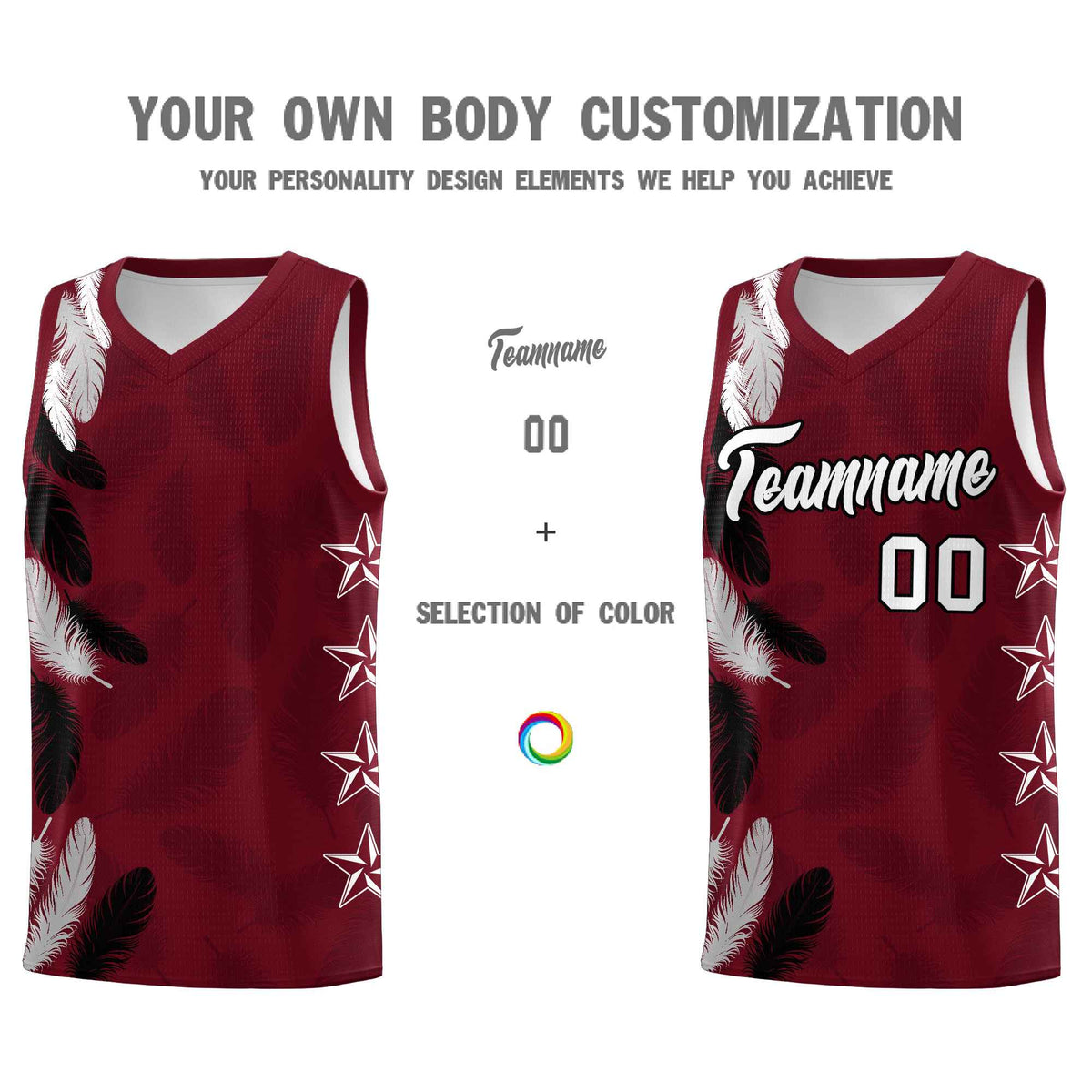 Custom Youth Basketball Jersey Maroon White Feather Series Sports Uniform
