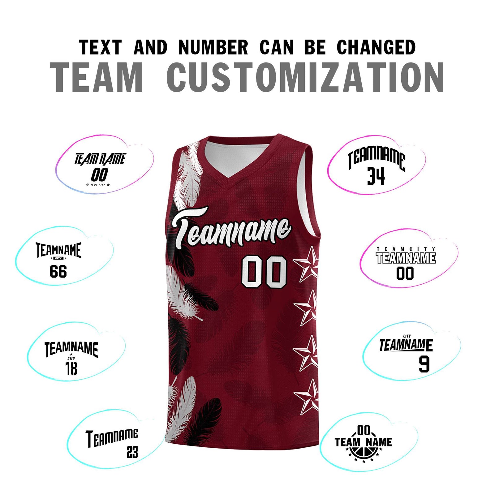 Custom Youth Basketball Jersey Maroon White Feather Series Sports Uniform