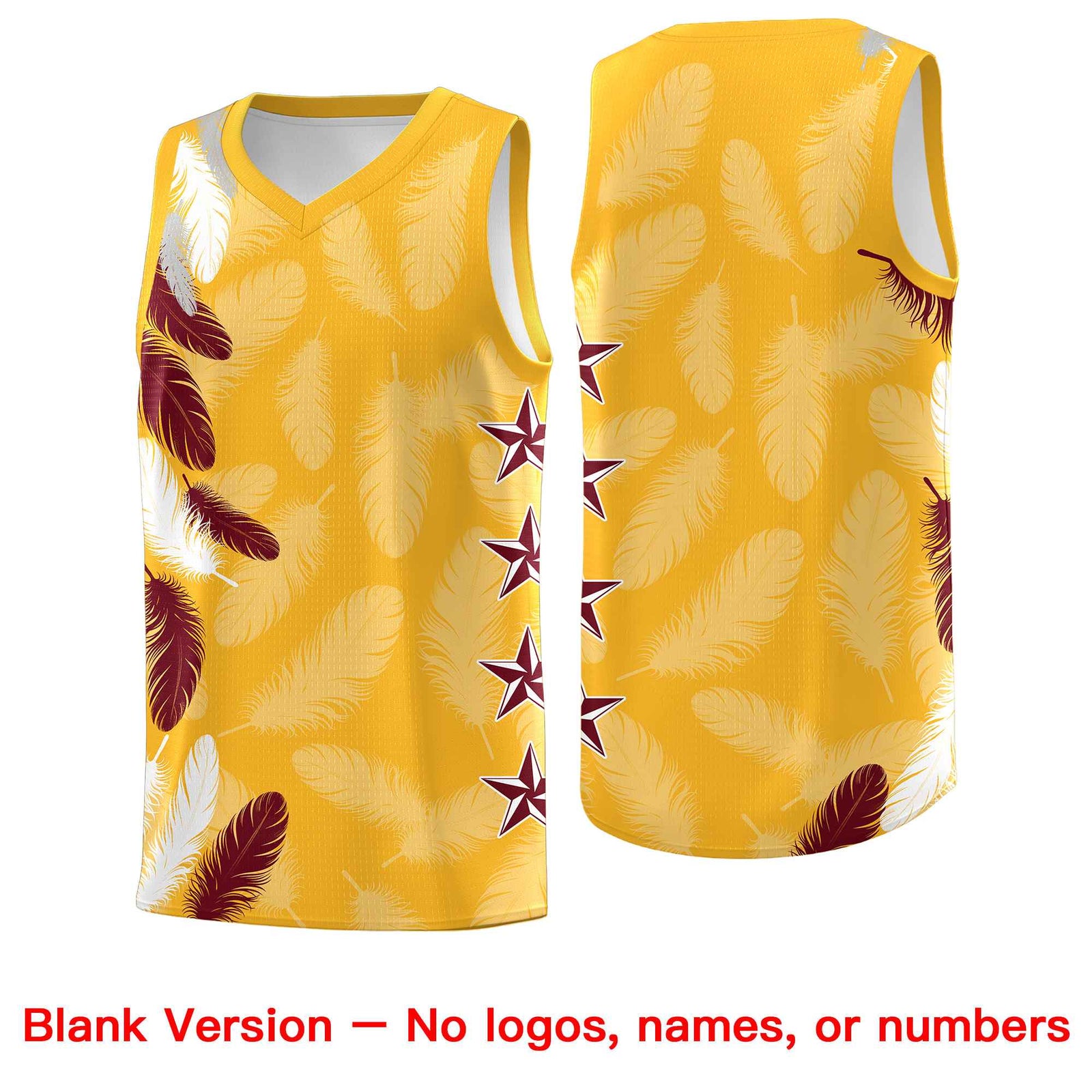 Custom Youth Basketball Jersey Gold Crimson Feather Series Sports Uniform