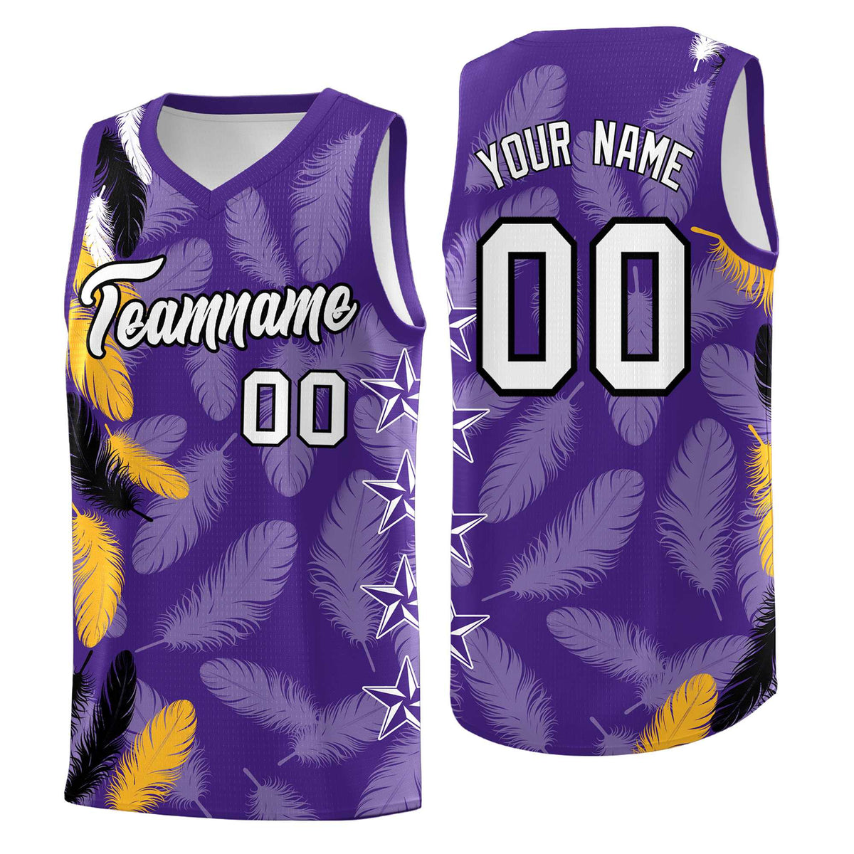Custom Youth Basketball Jersey Purple White Feather Series Sports Uniform