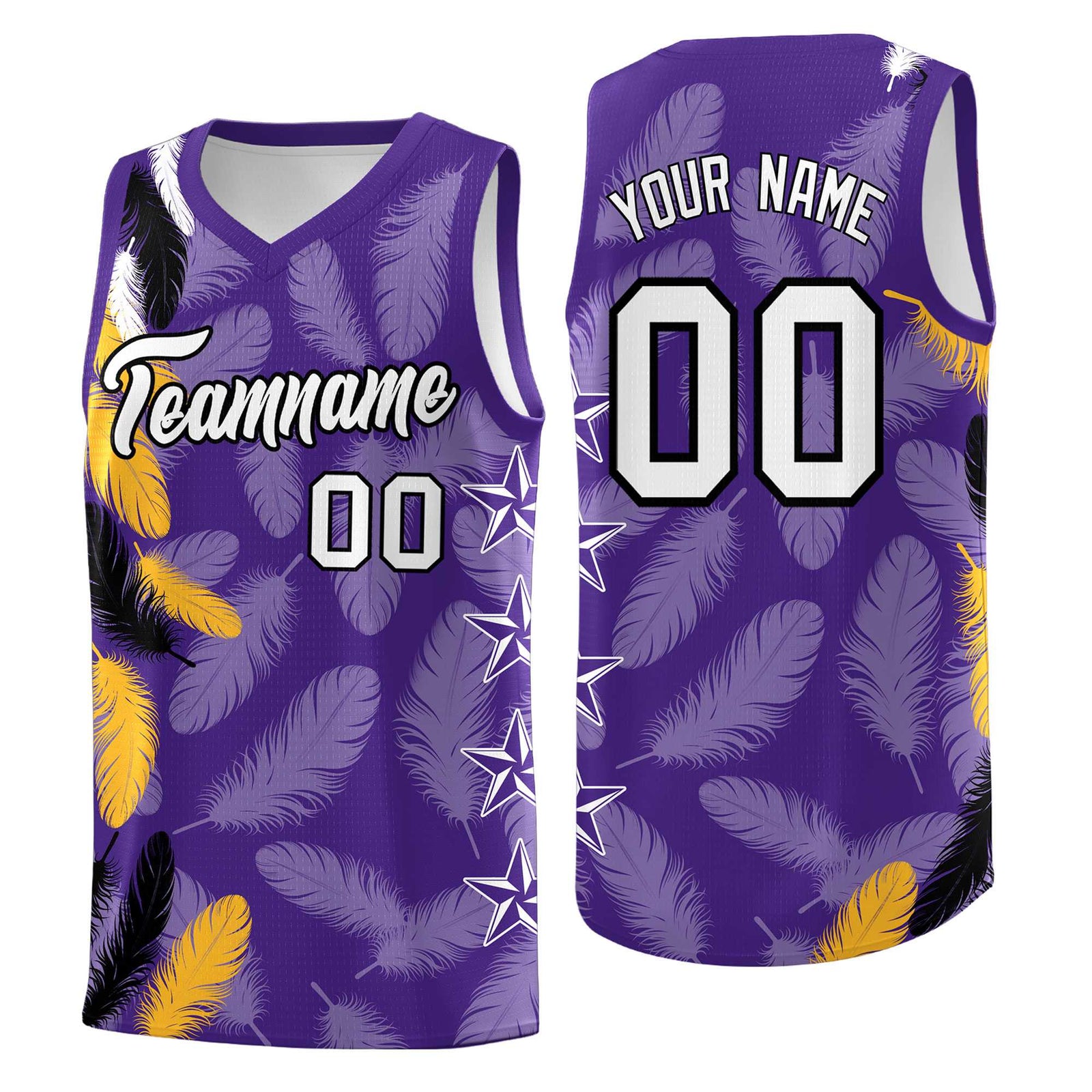 Custom Youth Basketball Jersey Purple White Feather Series Sports Uniform