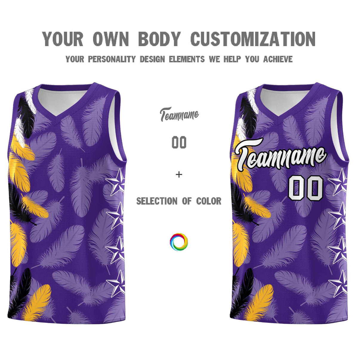 Custom Youth Basketball Jersey Purple White Feather Series Sports Uniform