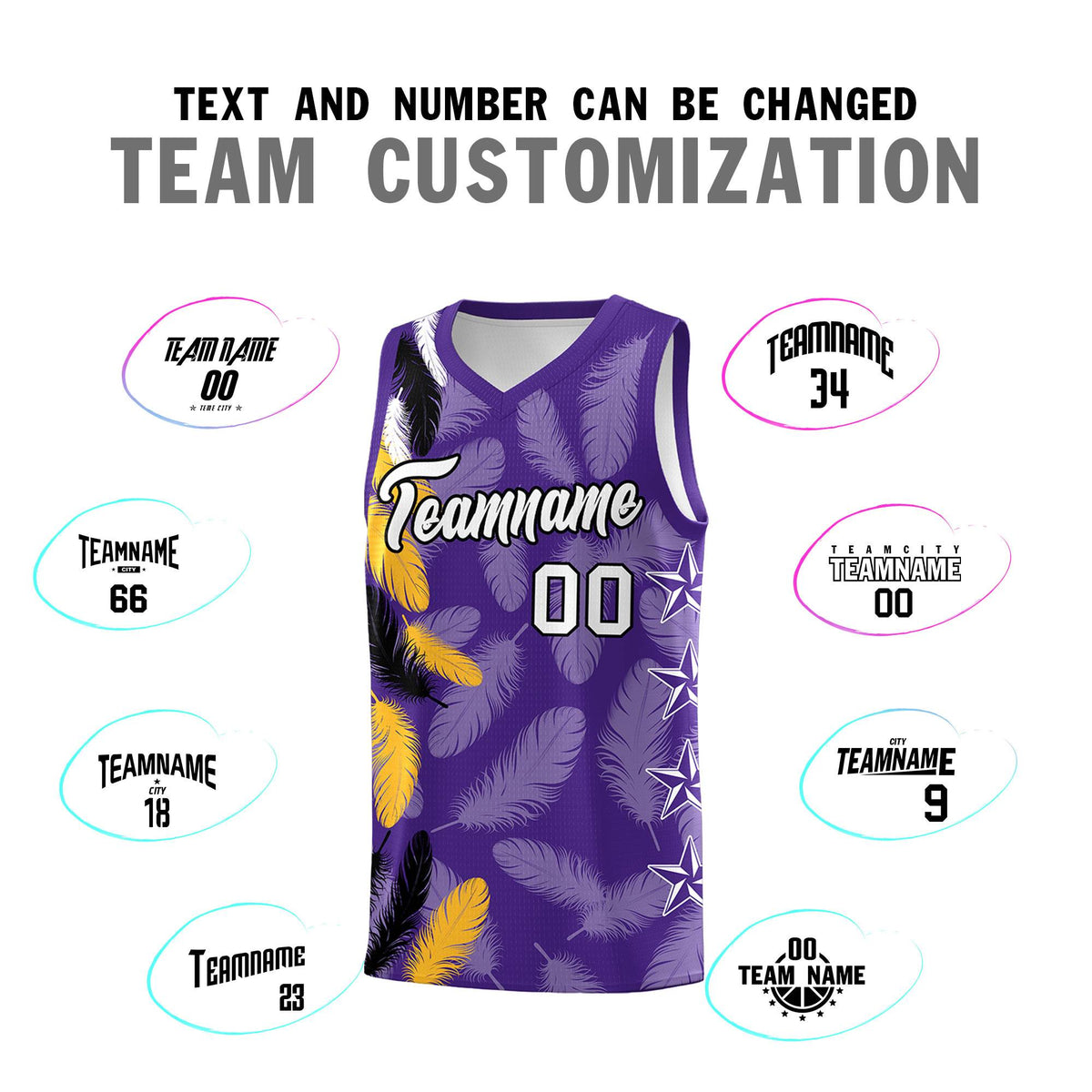 Custom Youth Basketball Jersey Purple White Feather Series Sports Uniform