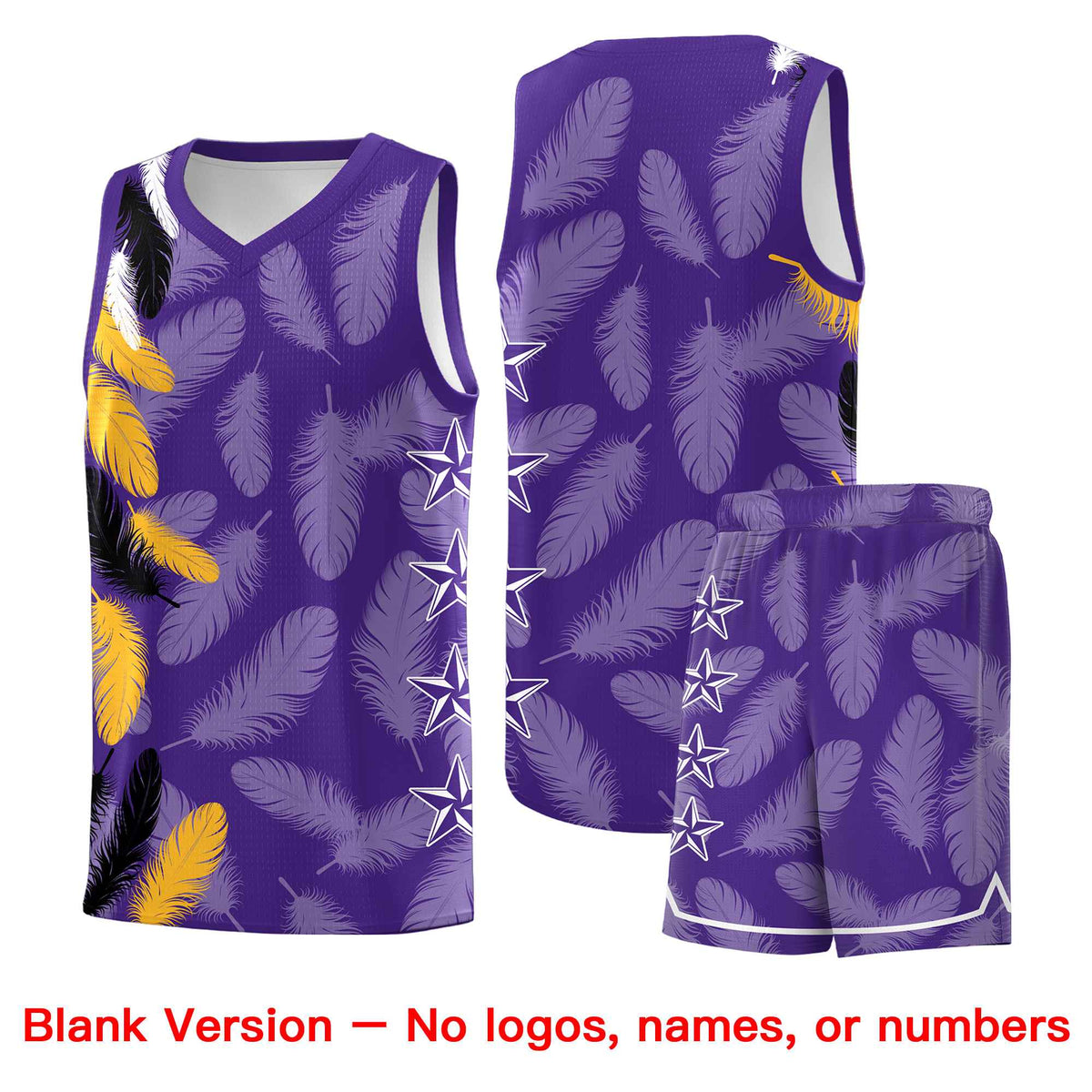 Custom Youth Basketball Jersey Purple White Feather Series Sports Uniform