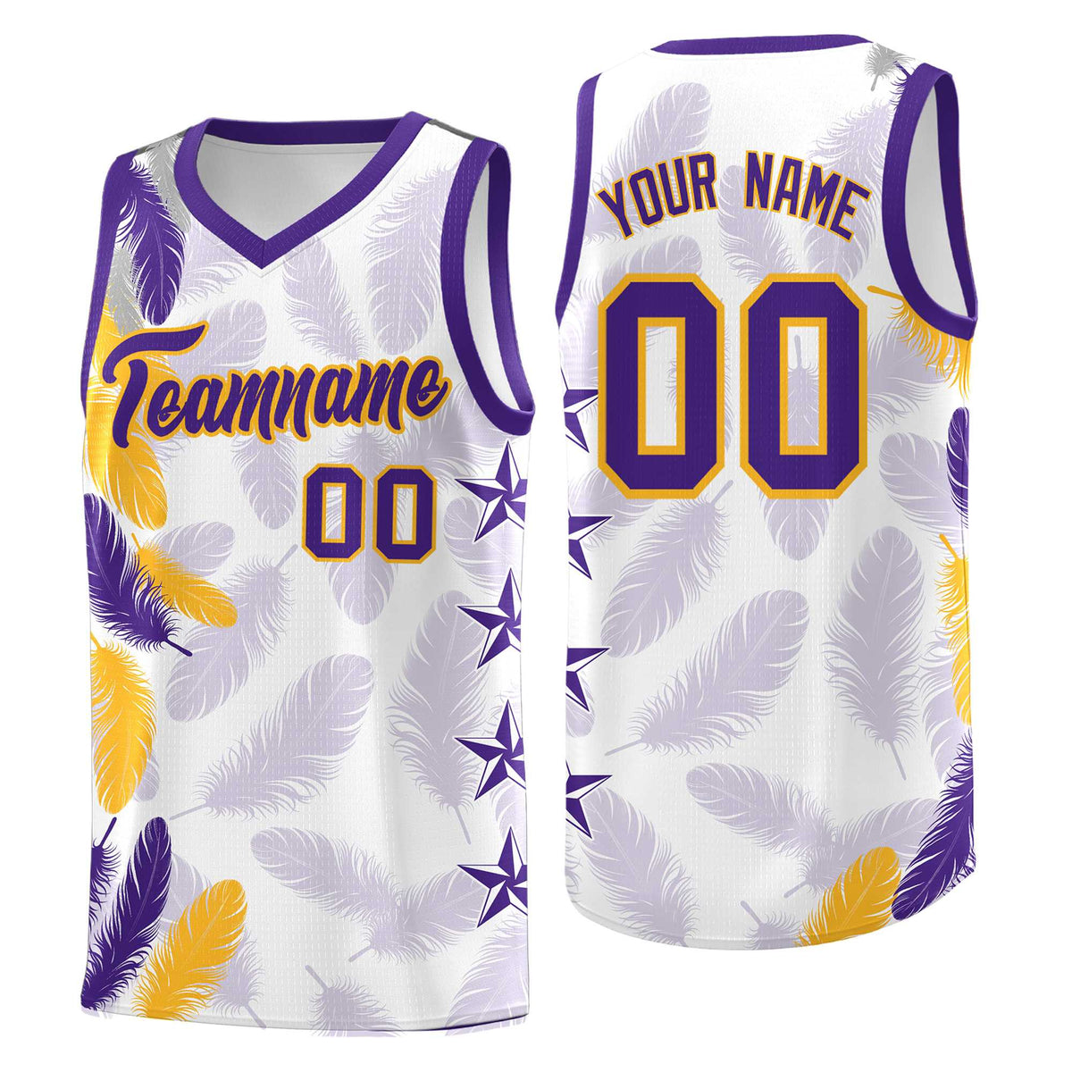 Custom Youth Basketball Jersey White Purple Feather Series Sports Uniform