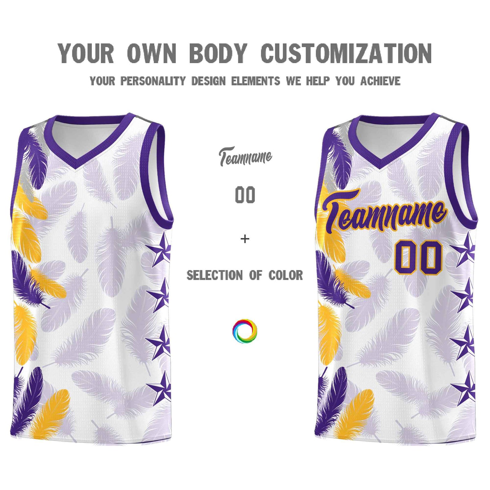 Custom Youth Basketball Jersey White Purple Feather Series Sports Uniform