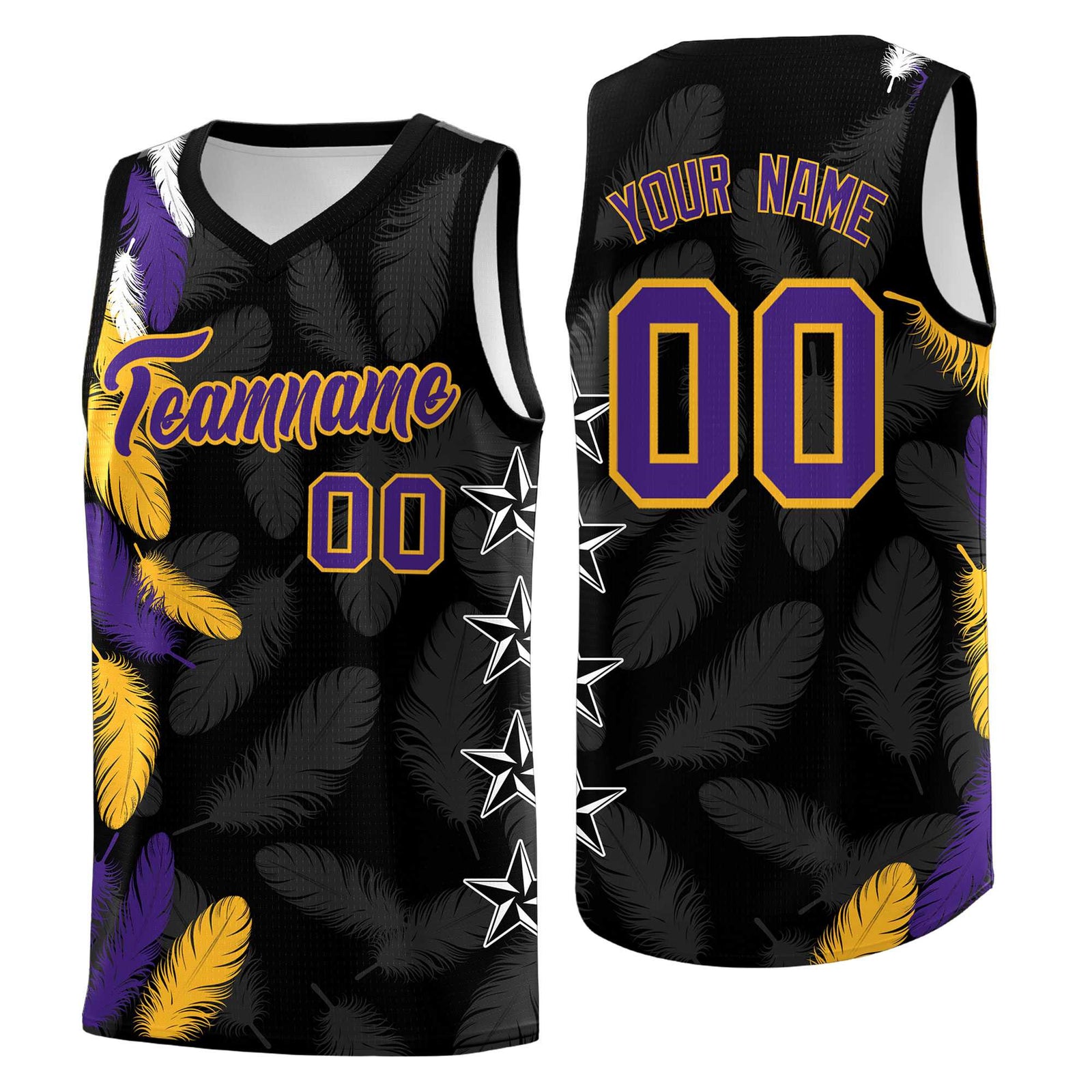 Custom Youth Basketball Jersey Black Purple Feather Series Sports Uniform