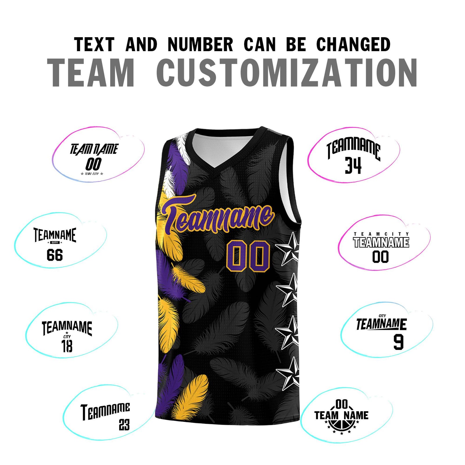 Custom Youth Basketball Jersey Black Purple Feather Series Sports Uniform