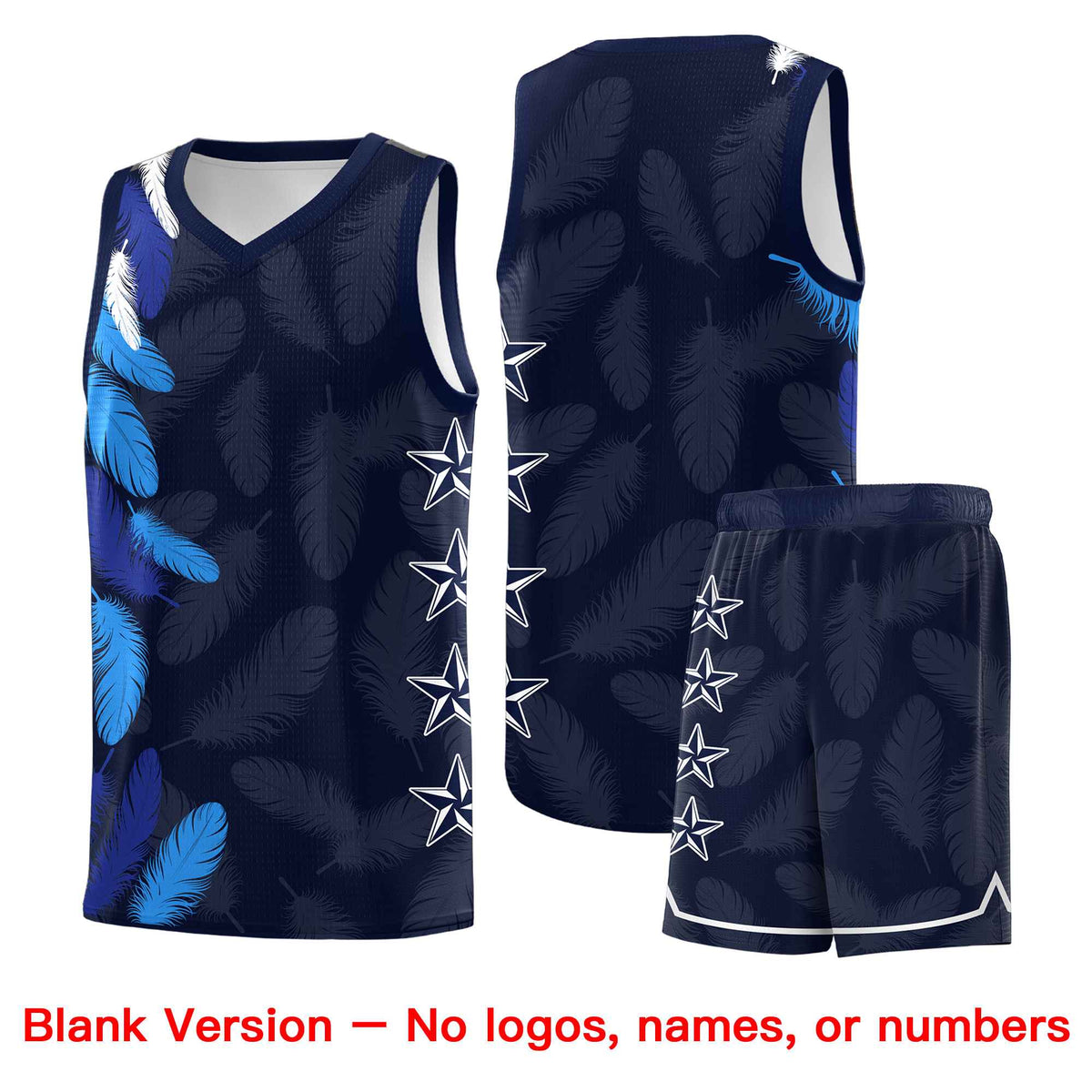 Custom Youth Basketball Jersey Navy Powder Blue Feather Series Sports Uniform