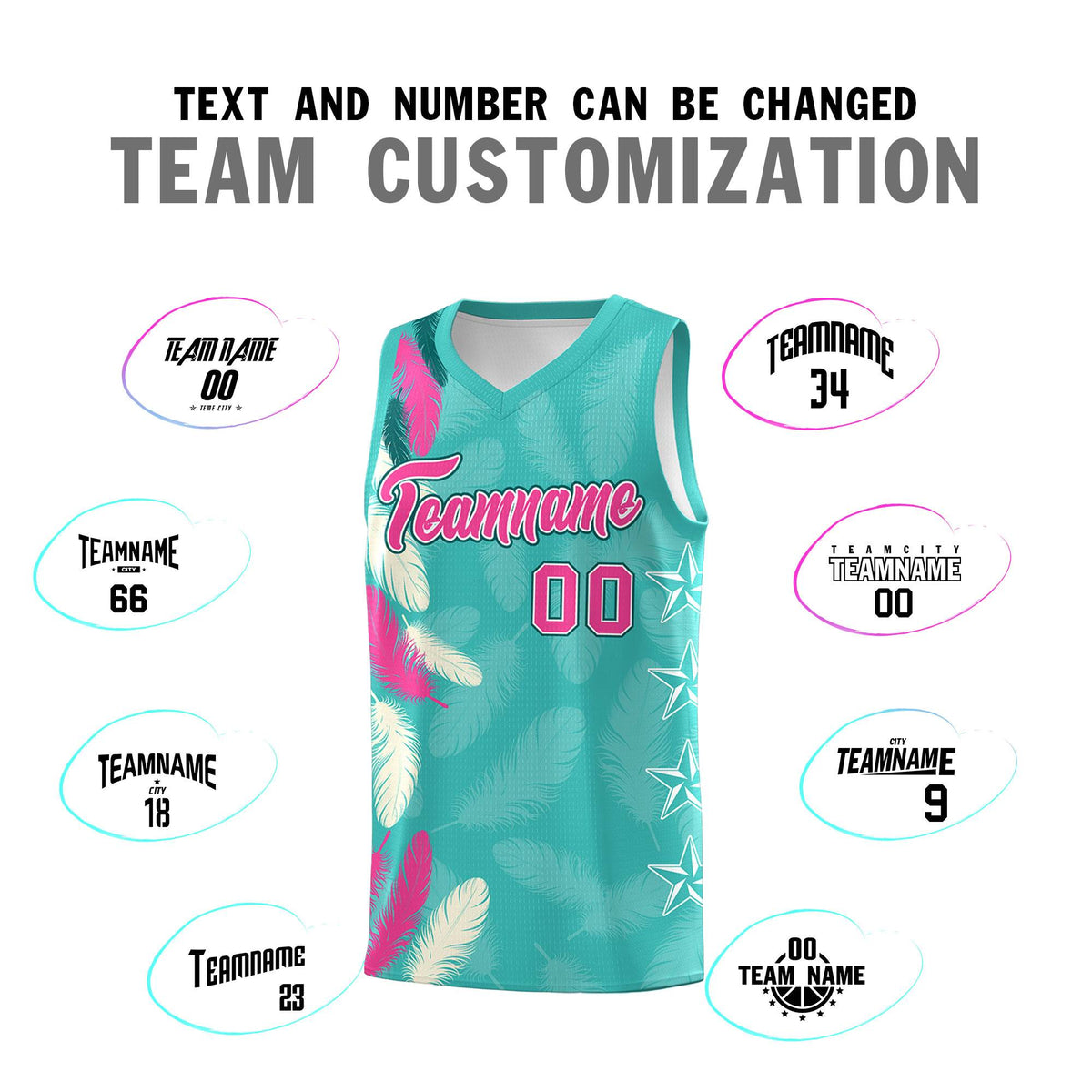 Custom Youth Basketball Jersey Bright Green Pink Feather Series Sports Uniform