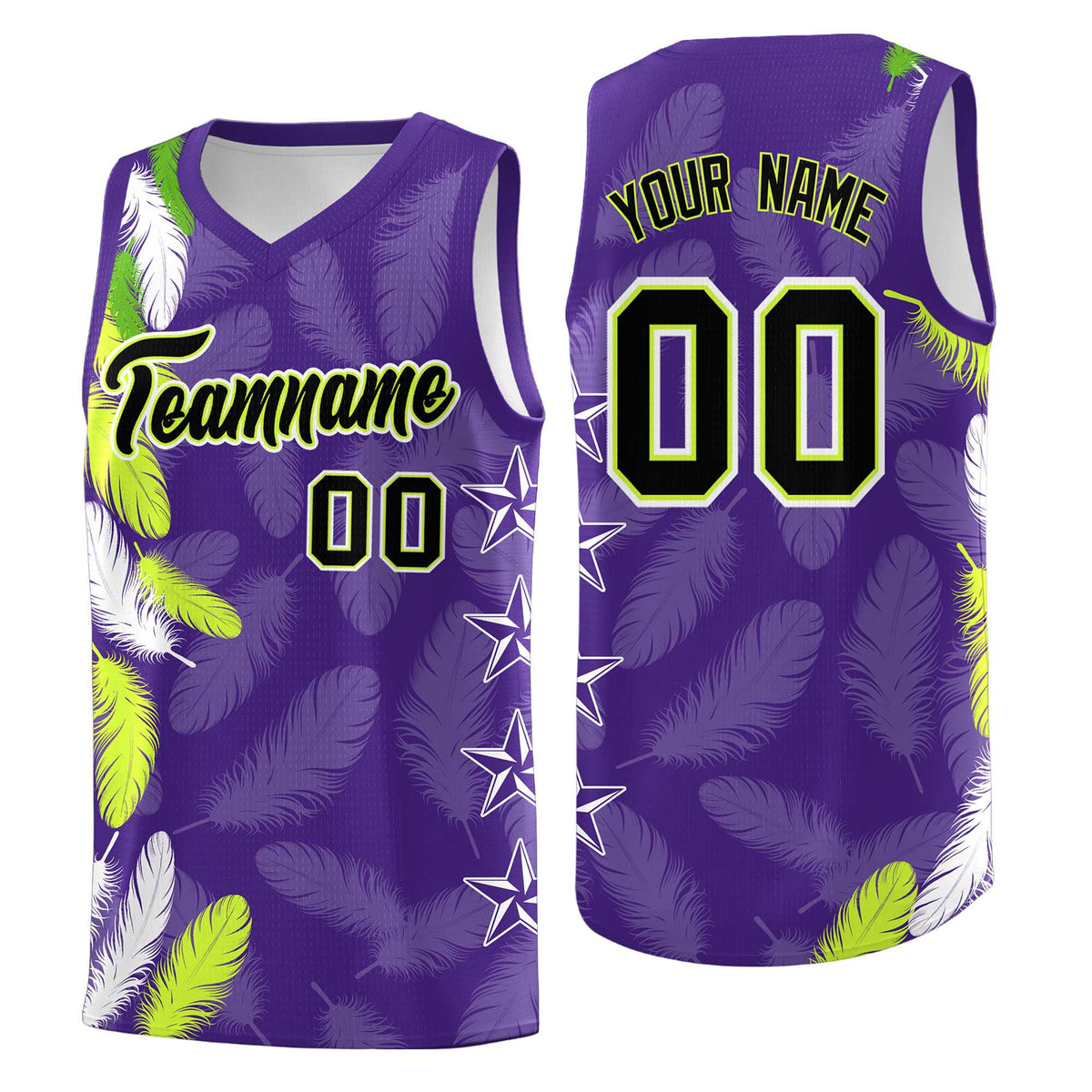 Custom Youth Basketball Jersey Purple Black Feather Series Sports Uniform