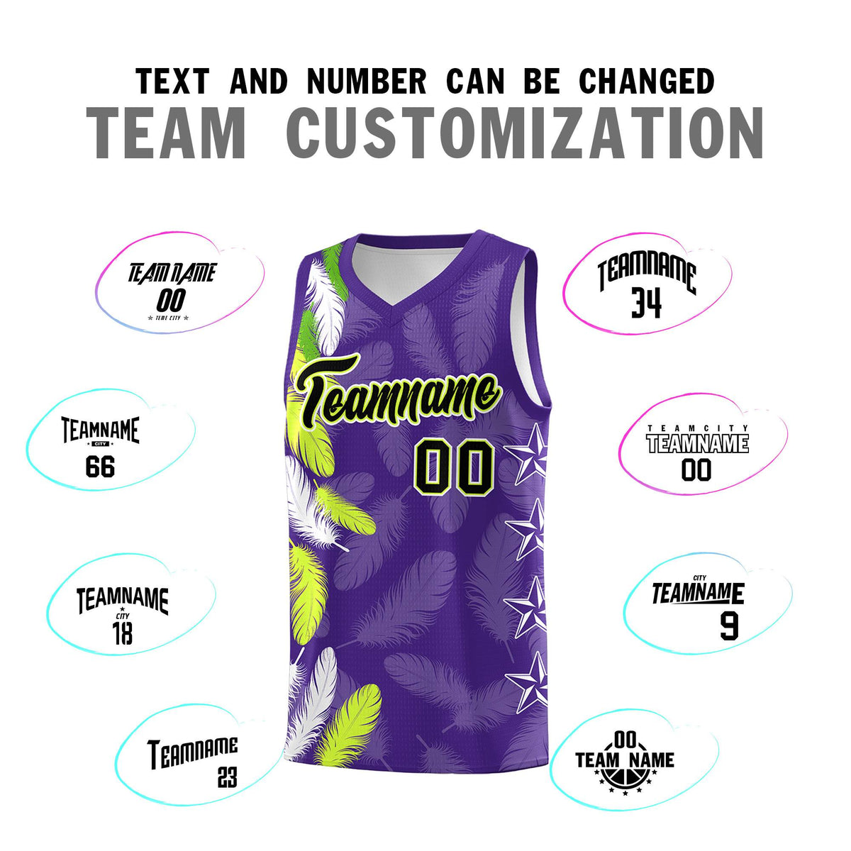 Custom Youth Basketball Jersey Purple Black Feather Series Sports Uniform