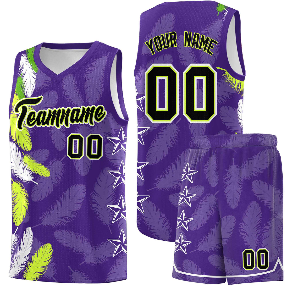 Custom Youth Basketball Jersey Purple Black Feather Series Sports Uniform