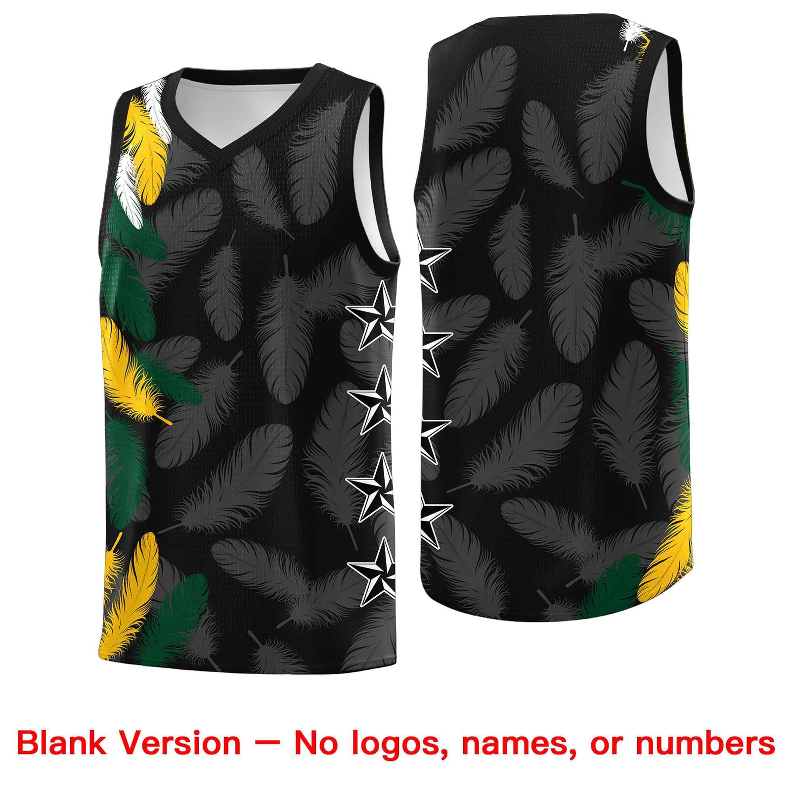 Custom Youth Basketball Jersey Black Gold Feather Series Sports Uniform