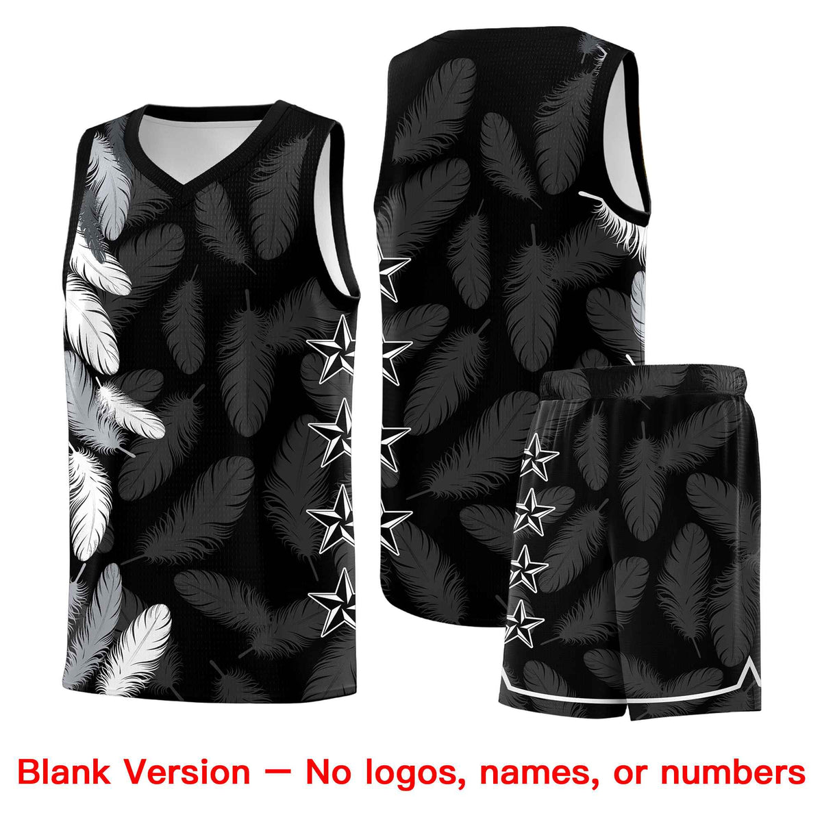 Custom Youth Basketball Jersey Black Red Feather Series Sports Uniform